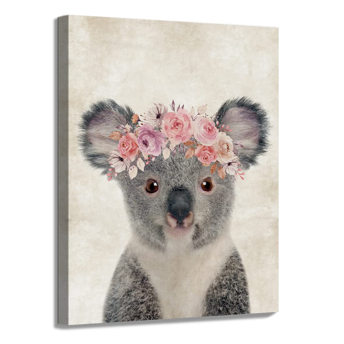 Oridomy Retro Koala Canvas Wall Art Country Animal Printing Funny Koala With Garland Wall D  Cor Rustic Home Artwork For Nursery