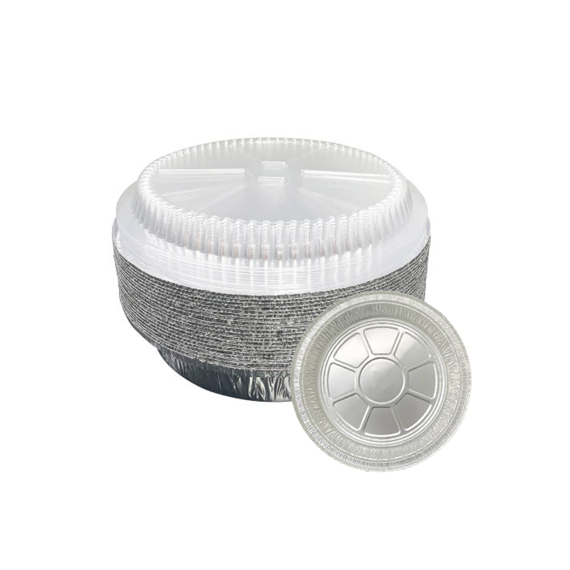 9-Inch Aluminum-Foil Pie Pans With Lid - Round Disposable Heavy Duty Pans For Storing, Tart Baking, Reheating And Serving - Oven