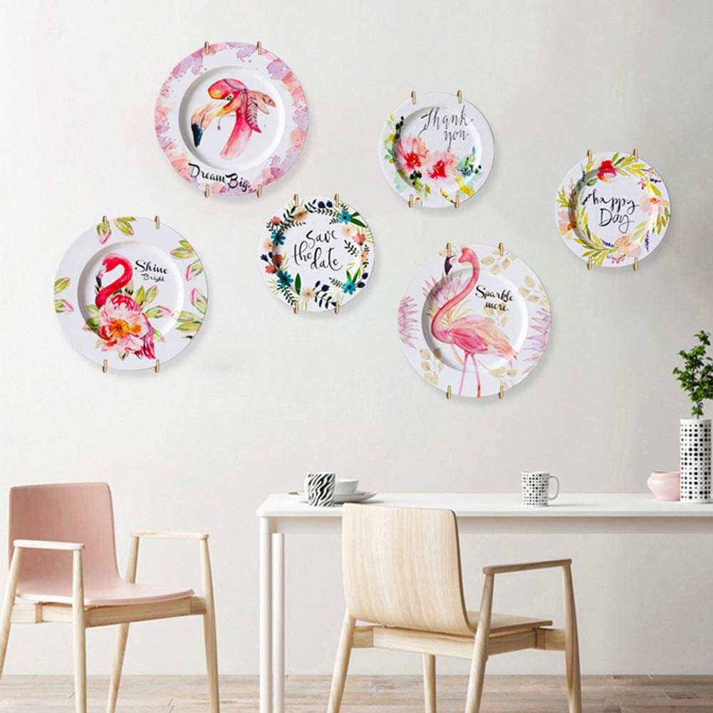 Sospiro 10 Pack Stainless Steel Plate Hangers For Walls Compatible Decorative Plates Hooks Dish Diaplay Holder With 10 Pcs Wall