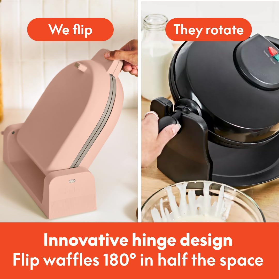 Bella Flip-N-Store Waffle Maker With Evergood Ceramic Nonstick Coating, Fits-Anywhere Kitchenware, Power Indicator Light, Cool T