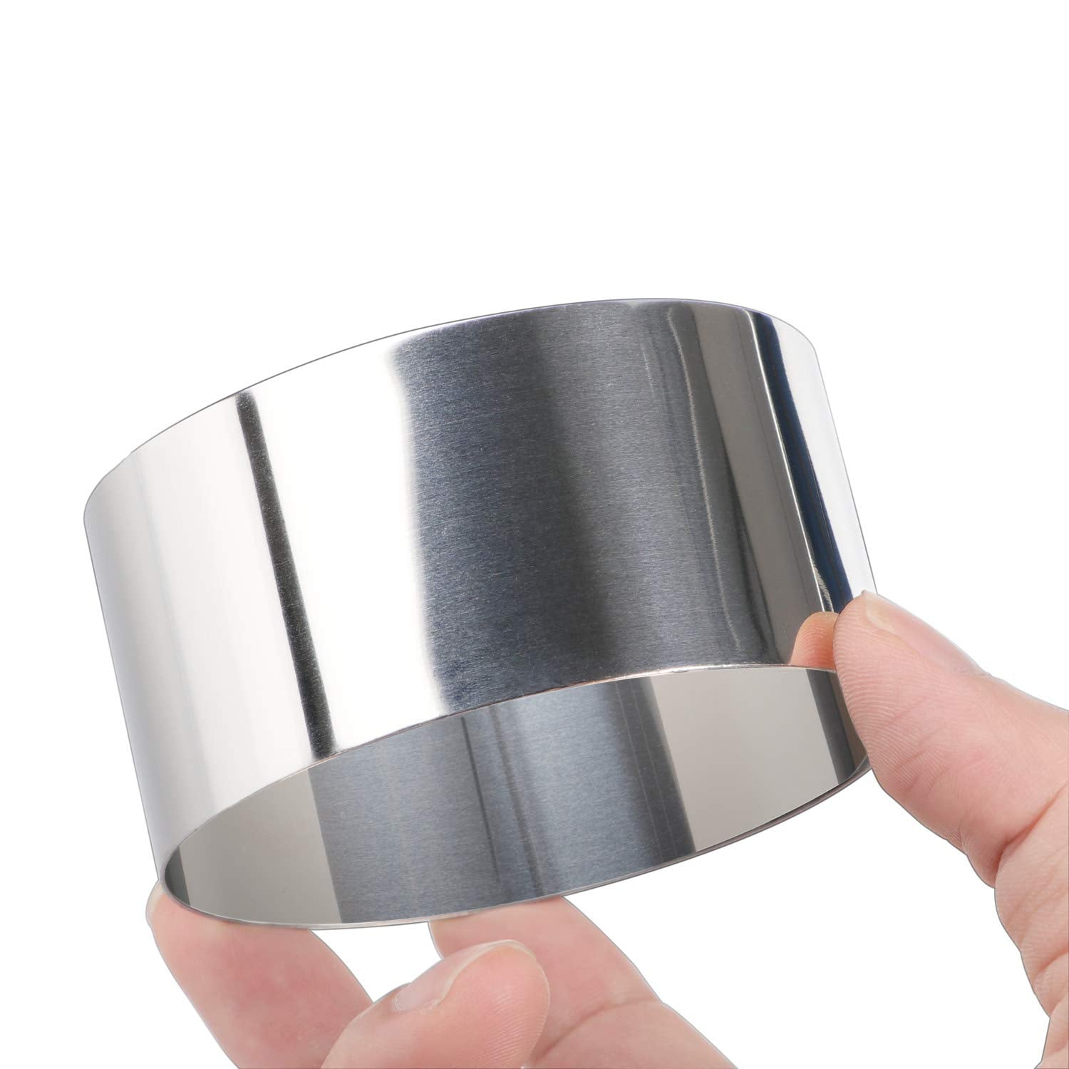 HULISEN Round Cake Ring Mold  Stainless Steel 3 inch Dessert Mousse Molds with Pusher & Lifter Cooking Rings  Tuna Tartare Mold (Include 4 Rings and 1 Pusher)