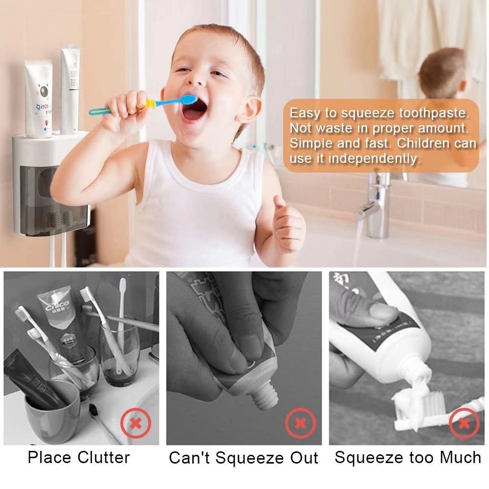 Staider Wall-Mounted Electric Toothbrush Holder With Two Toothpaste Squeezers And Toothbrush Storage Box. Automatic Dispenser Wi
