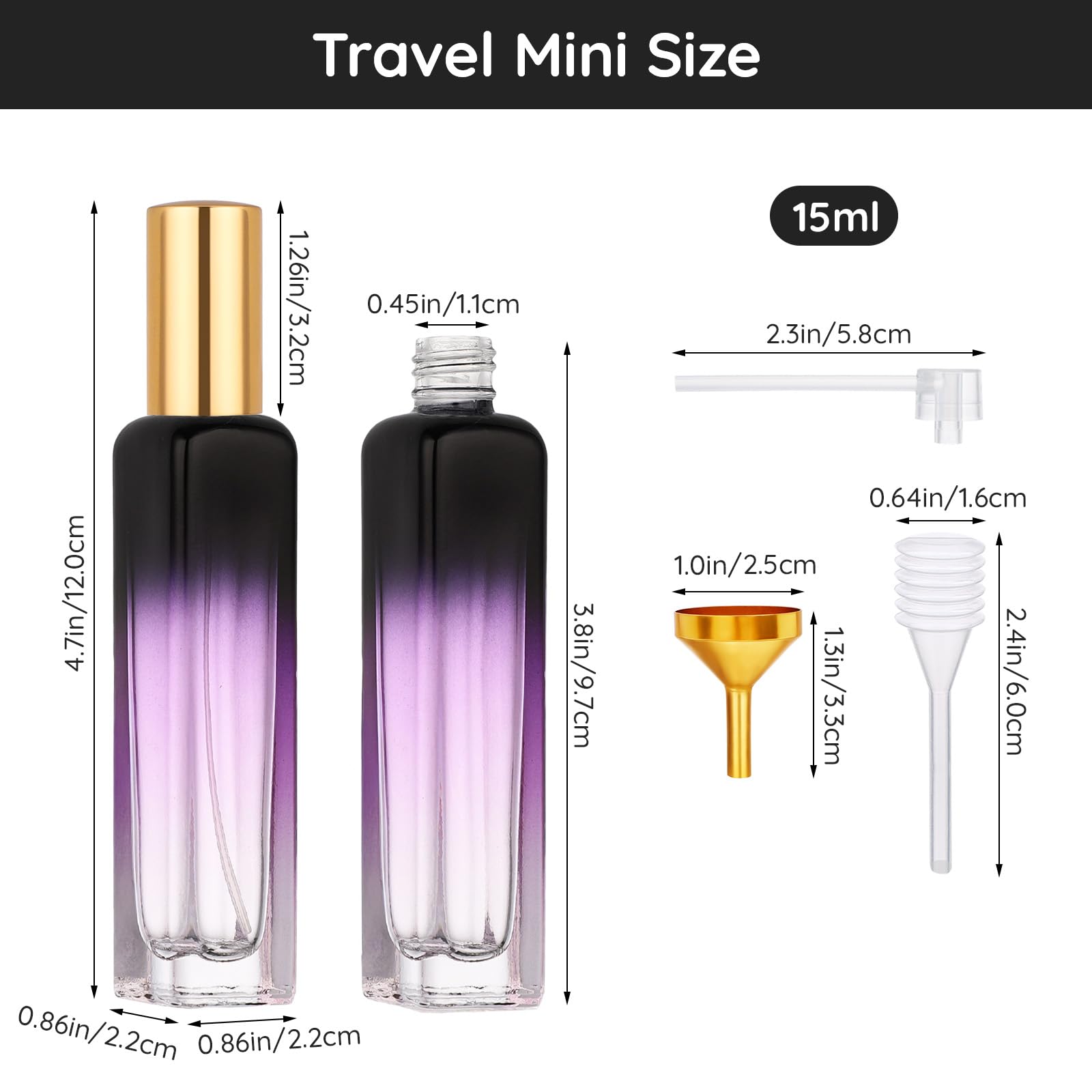 Segbeauty 0.5Oz Travel Perfume Atomizer Refillable, 8Pcs 15Ml Mini Glass Spray Bottle For Perfume, Empty Portable Cologne Travel