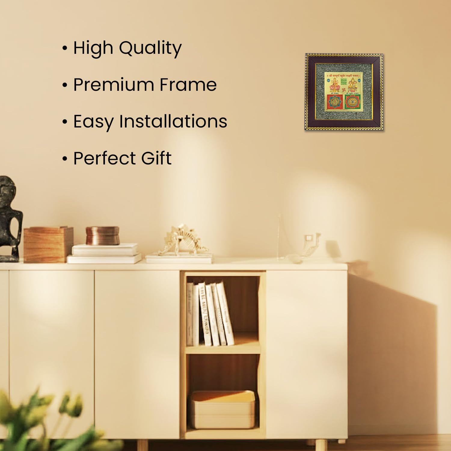 Astrotalk Lakshmi Kuber Yantra on Raw Pyrite Frame | Pyrite Attracts Money, Yantra Brings Wealth | Invoke Laxmi & Kuber for Blessings & Stability | Vastu items for Home & Office | 19x19x1 cm | 1 Piece