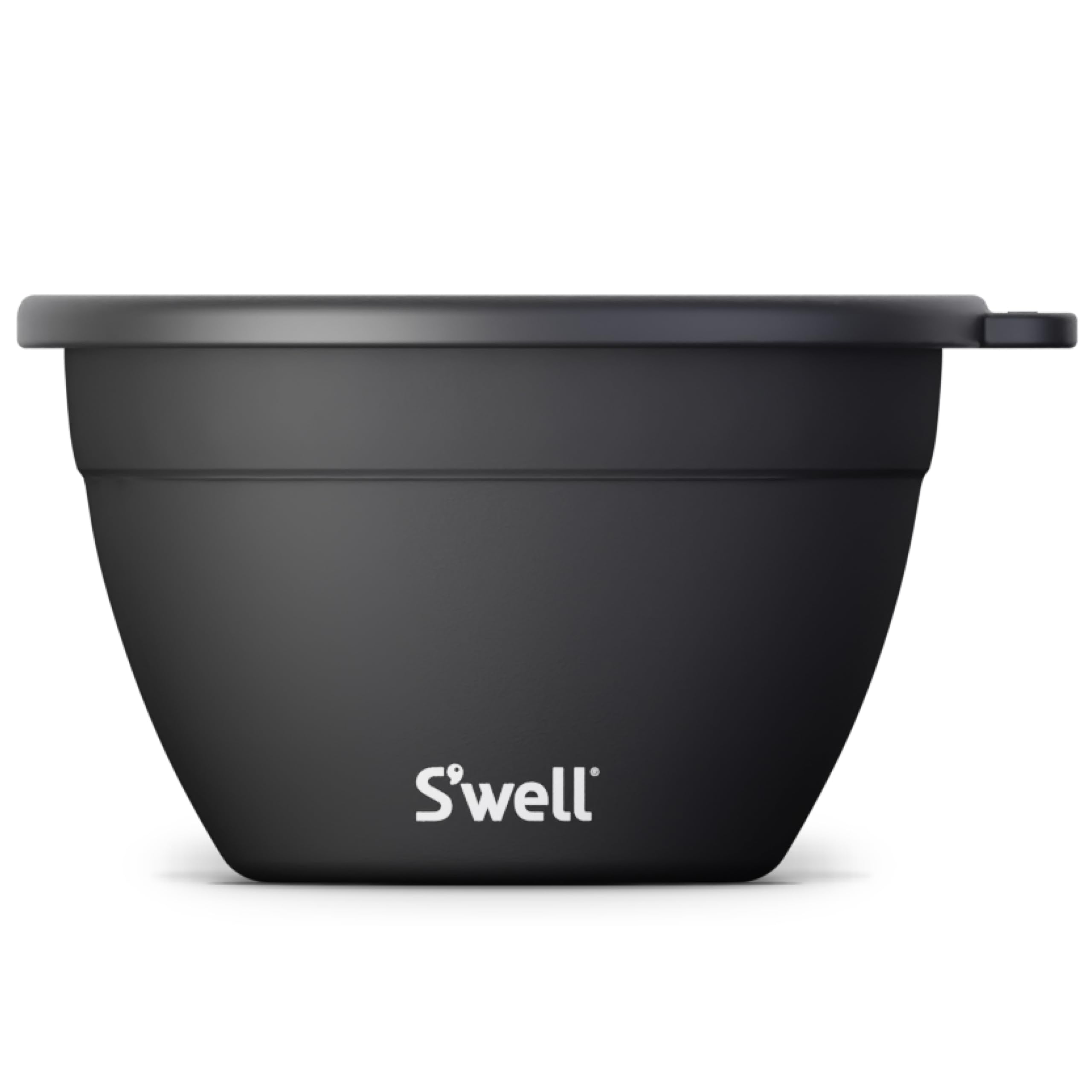 Swell Stainless Steel Salad Bowl Kit - 64oz, Onyx - Comes with 2oz Condiment Container and Removable Tray for Organization - Le