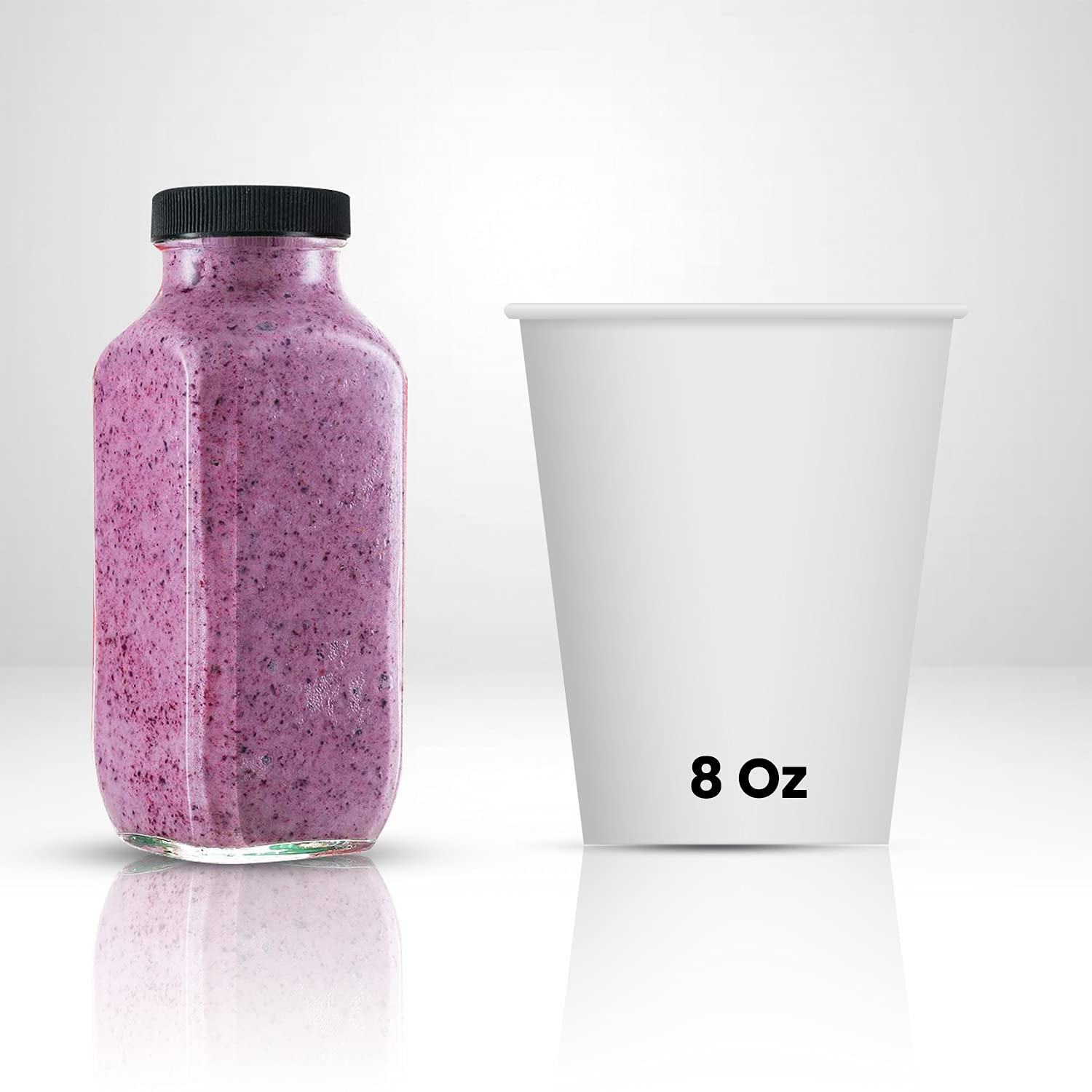 Dilabee Glass Juice Bottles With Lids [12 Pack] Bulk Glass Water Bottles With Caps For Juicing, Smoothie, Milk & Kombucha Glass