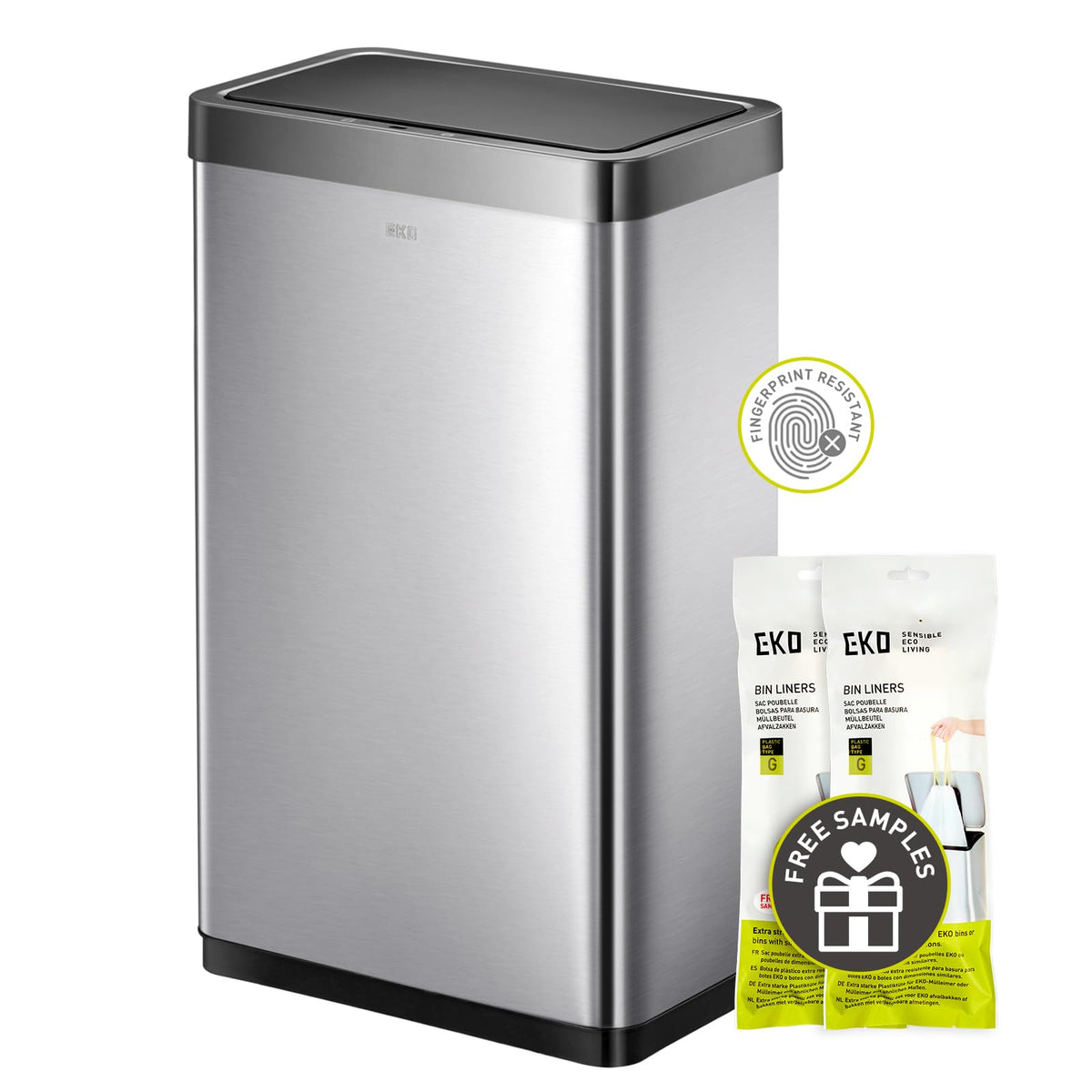 Eko Mirage X 80 Liter / 21.1 Gallons Motion Sensor Trash Can, Brushed Stainless Steel