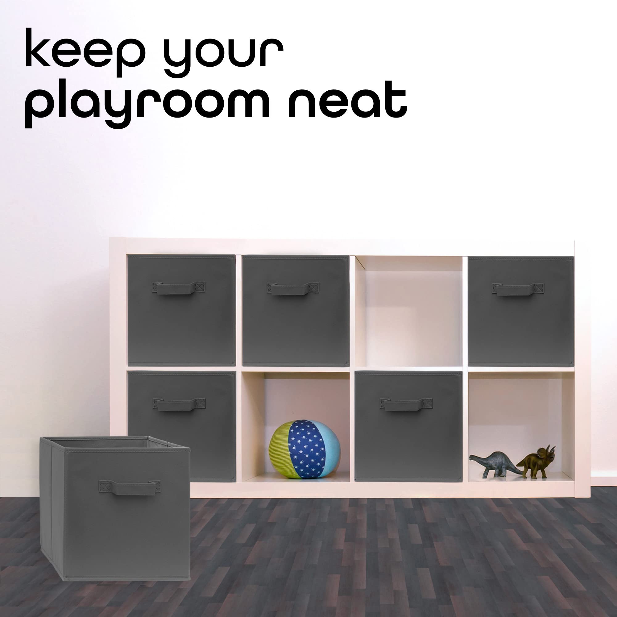 Pomatree 13X13X13 Inch Storage Cubes - 6 Pack - Large Storage Bins | Dual Handles | Foldable Cube Baskets For Home, Kids Room, C