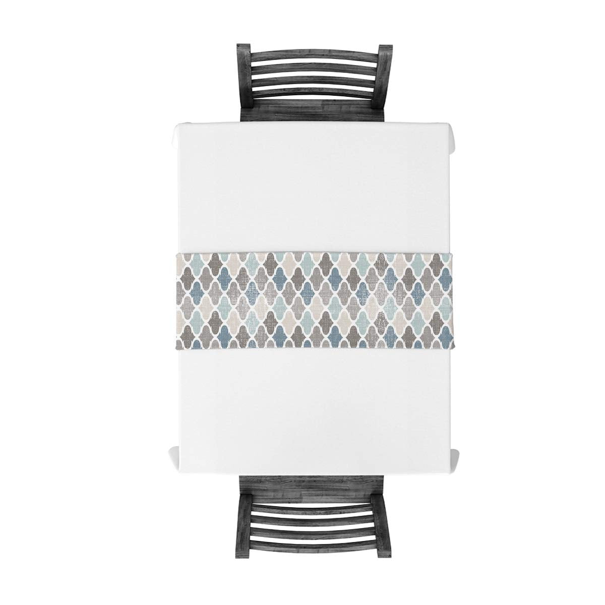 Moroccan Table Runner-Cotton Linen-Long 72 Inche Geometric Quatrefoil Lattice Dresser Scarves,Kitchen Coffee/Dining Farmhouse Ta
