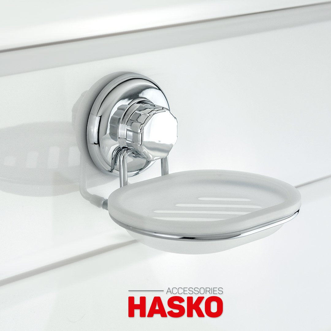 Vacuum Suction Cup Soap Dish Holder By Hasko Accessories - Strong Stainless Steel Sponge Holder For Bathroom & Kitchen - Soap Ca