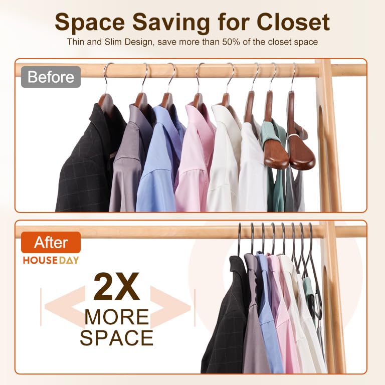 HOUSE DAY Durable Black Plastic Hangers Light-Weight with Hooks 60 Pack are Perfect Use in Any Closet For Space Saving And Everyday Use