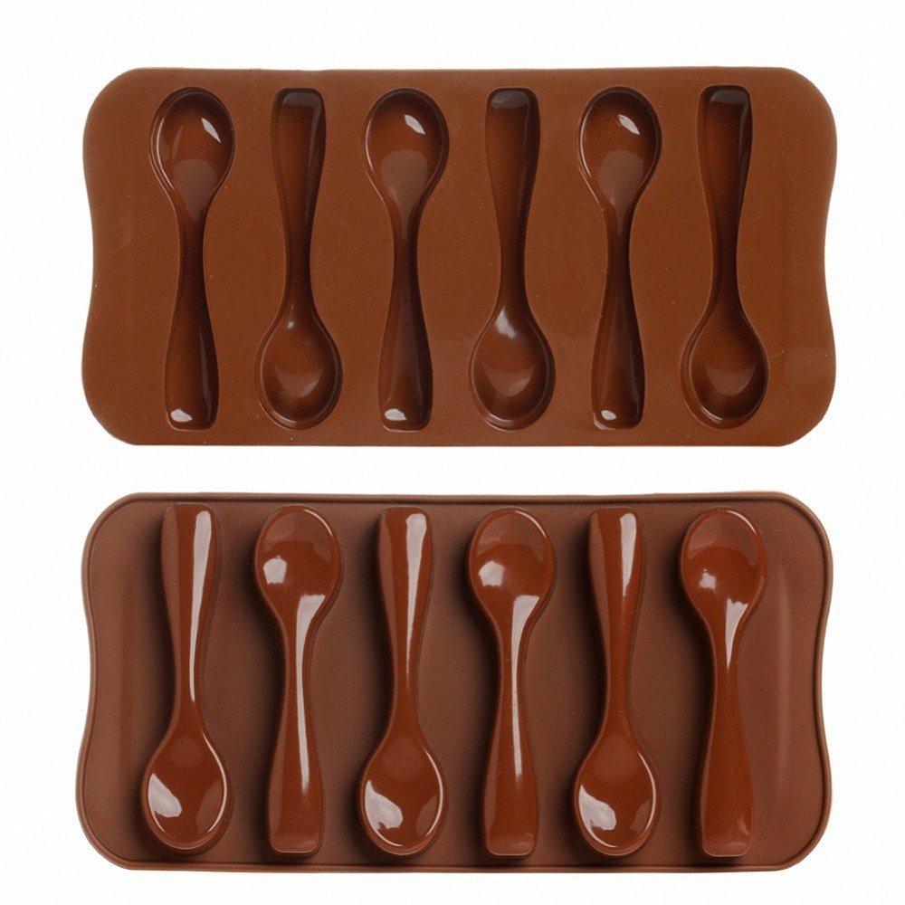 3-Pack Spoon Chocolate Molds - Moldfun Small Oven Safe Spoon Silicone Mold For Peppermint Candy, Gummy, Cake Topper Decorating,