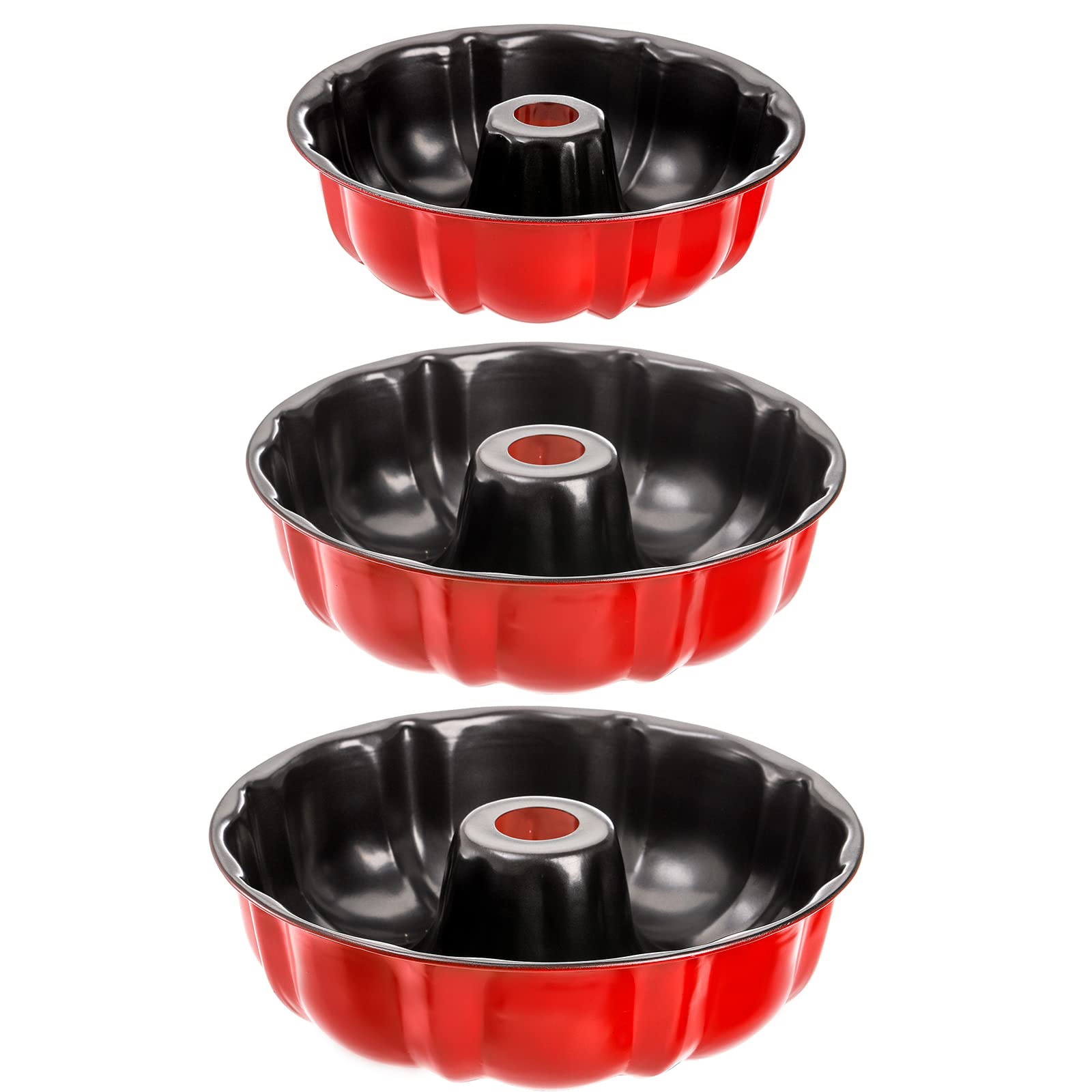 Tosnail Set of 3 NonStick Fluted Cake Pan, Tube Pan Round Cake Pan Steel Baking Pan Instant Pot Bakeware  7, 8.5, 9.5, R