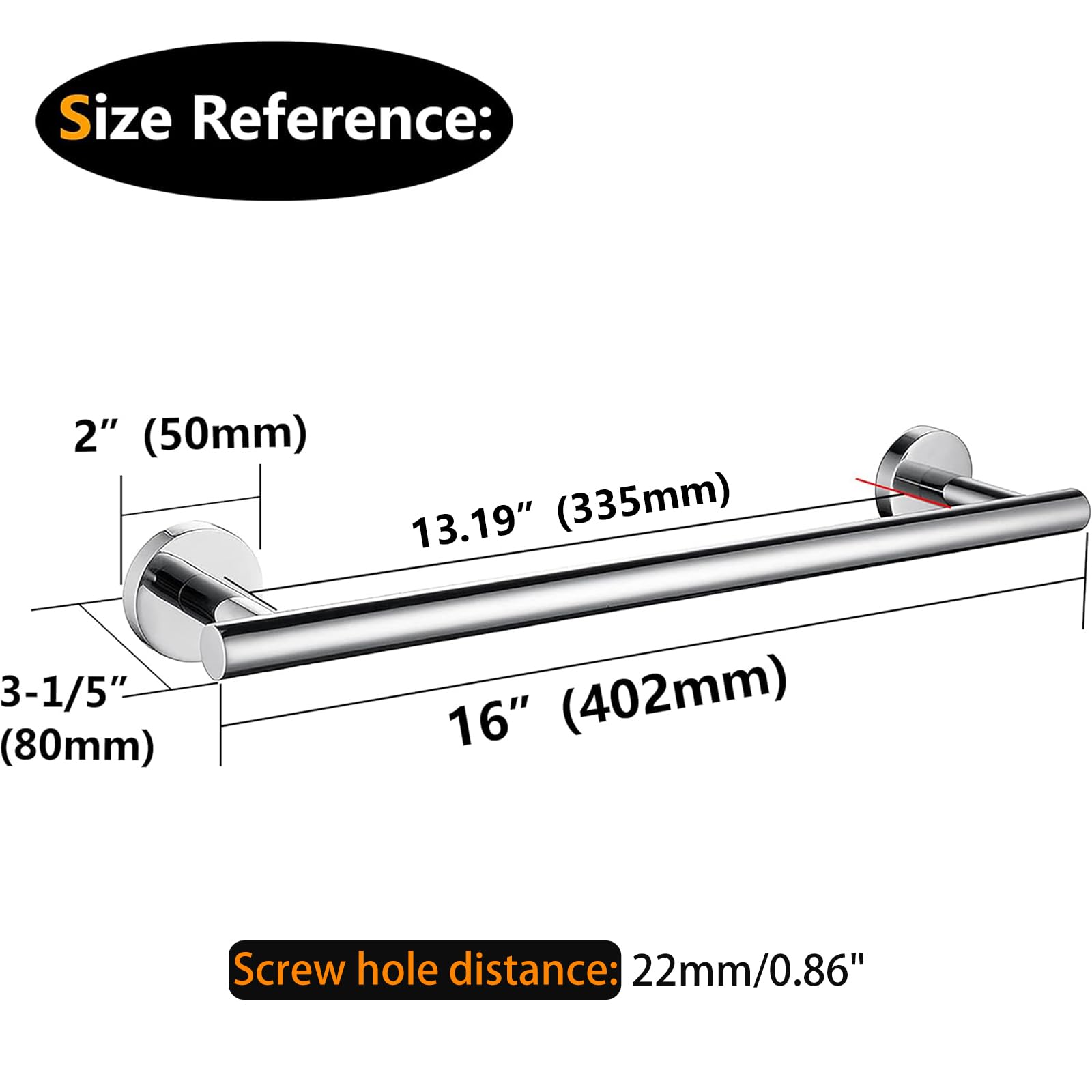 Nolimas Polished Chrome Bath Towel Bar Single Bars Towel Rack Rod Classic Wall Mounted Stainless Steel Bathroom Towel Bar Toilet