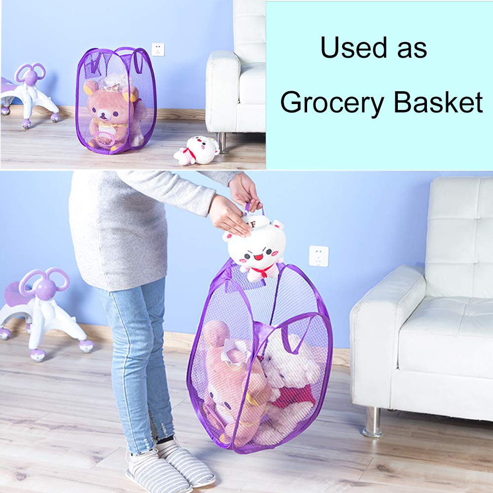 Qtopun Mesh Popup Laundry Hamper Foldable Laundry Basket Portable Dirty Clothes Basket Collapsible Dirty Clothes Hamper For Bedr