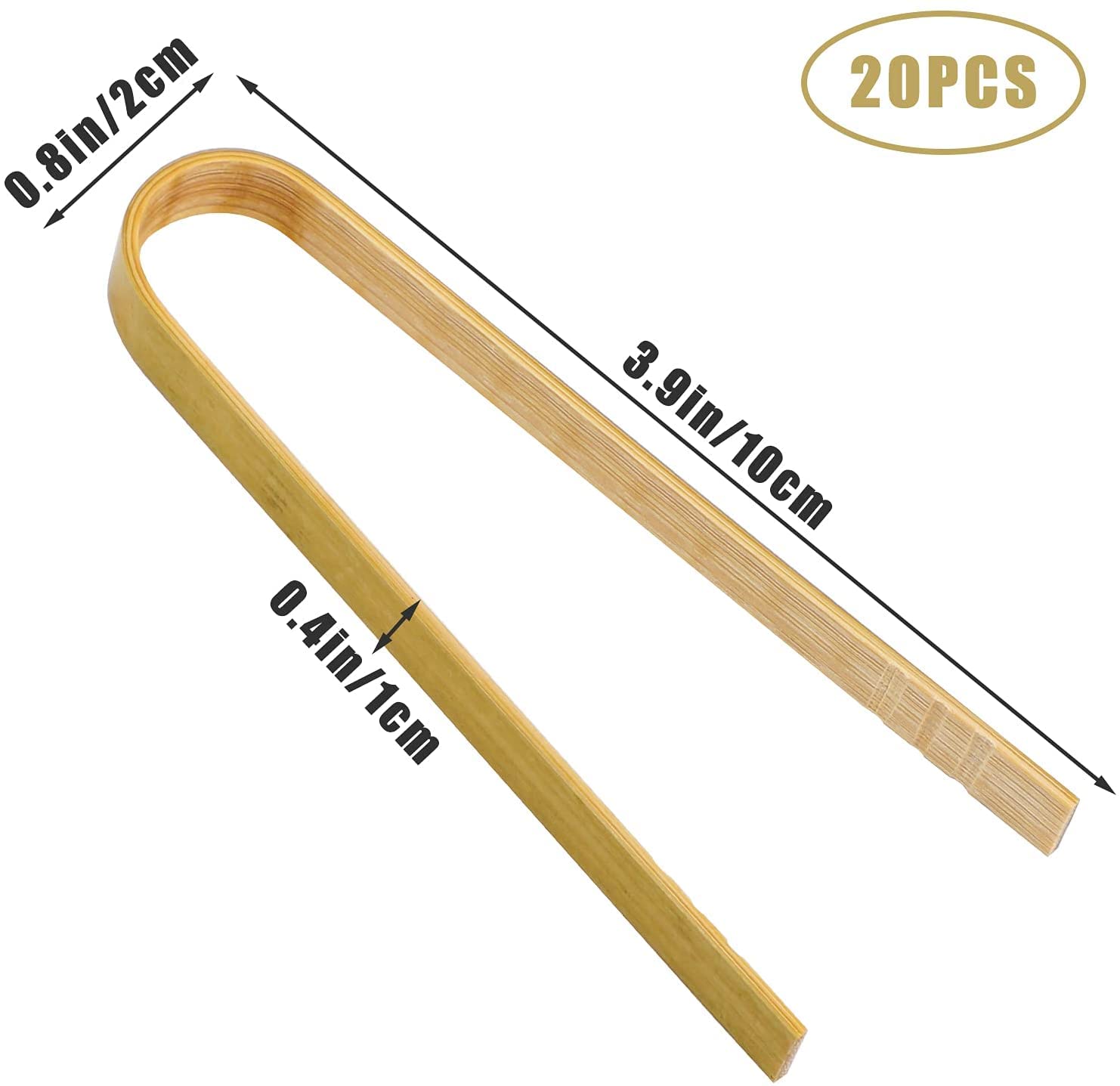 Luter 20Pcs Wooden Tongs Disposable Cooking Utensils Mini Bamboo Tongs Natural Toast Tongs For Cooking