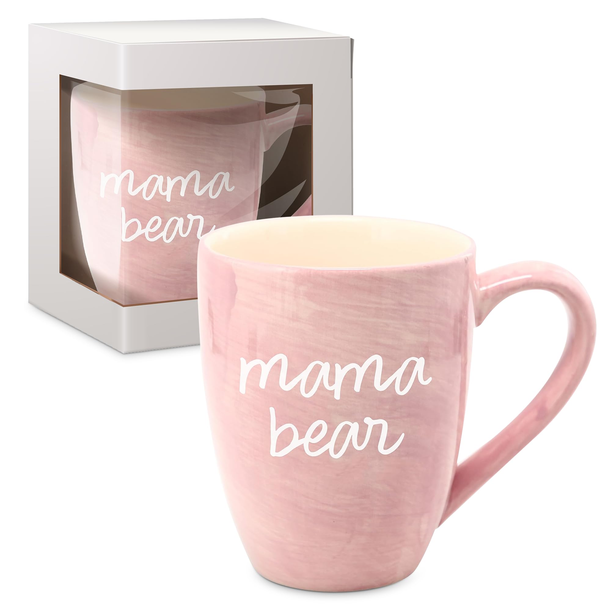 Pavilion Large Ceramic Coffee Mug With ''Mama Bear'' Text Design, Microwave & Dishwasher Compatible, Tall Coffee Or Tea Cups For
