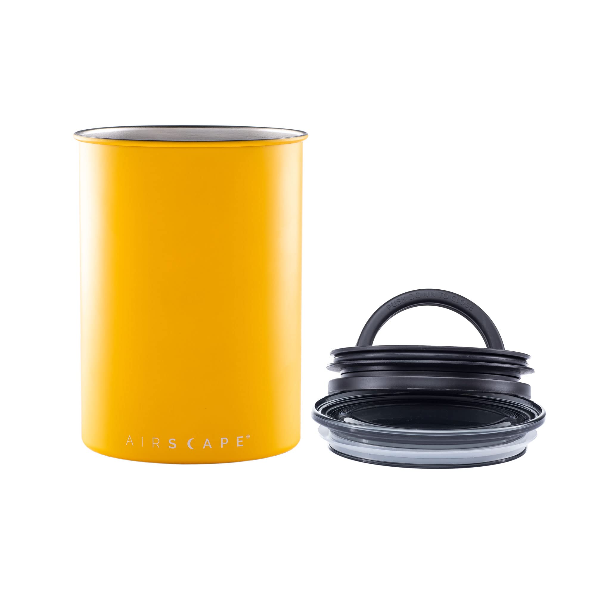 Planetary Design Airscape Stainless Steel Coffee Canister | Food Storage Container | Patented Airtight Lid | Push Out Excess Air