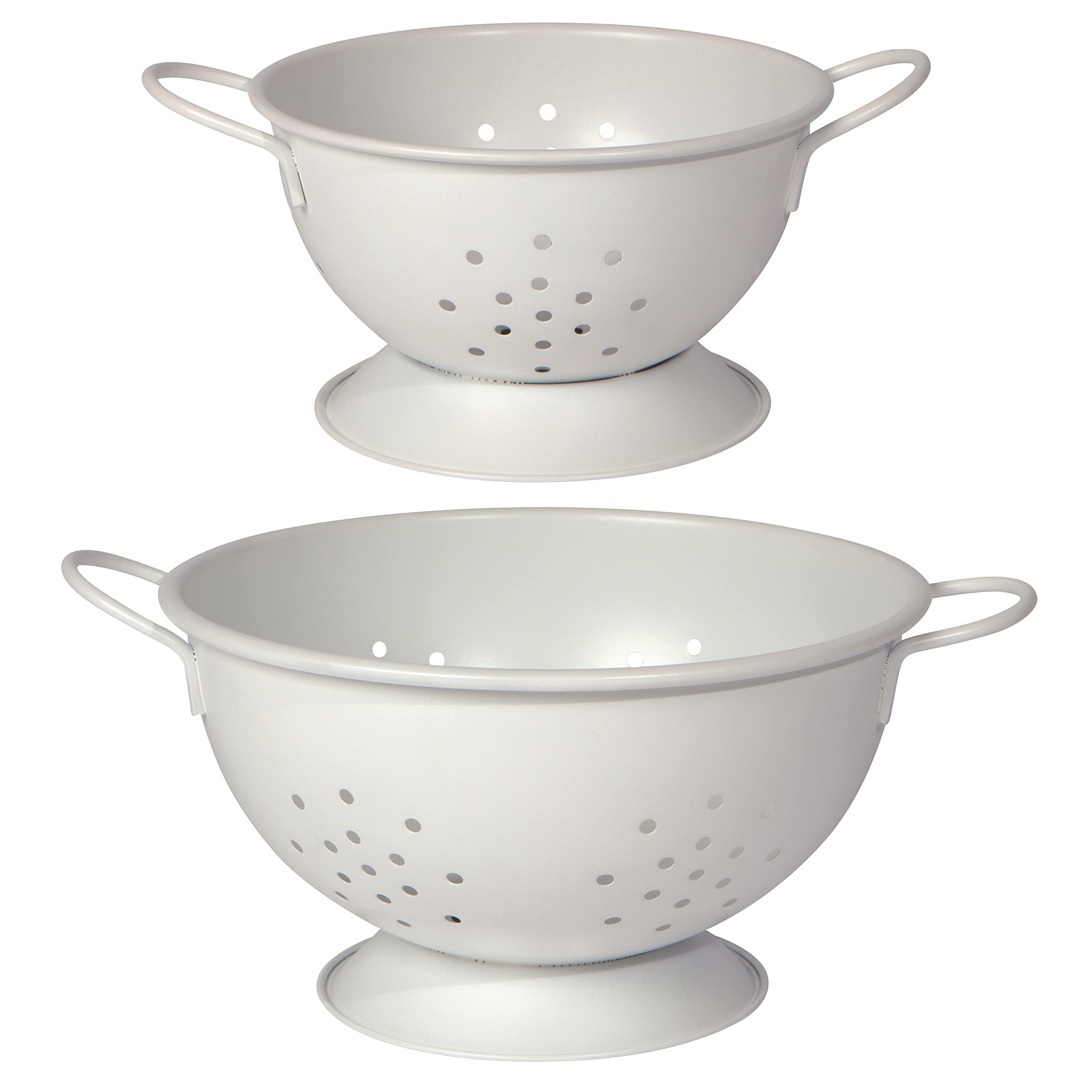 Now Designs Matte Coated Metal Colander Set Medium And Small, Set Of 2, White
