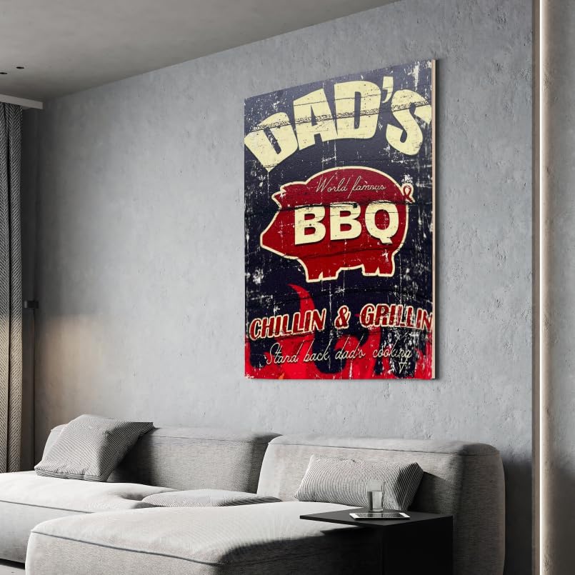 Chalk My Theme DADS BBQ Rustic Sign Board Wall Art Home Decor, Living Room, Bedroom, Cafe, Room Painting For Wall Decoration -15