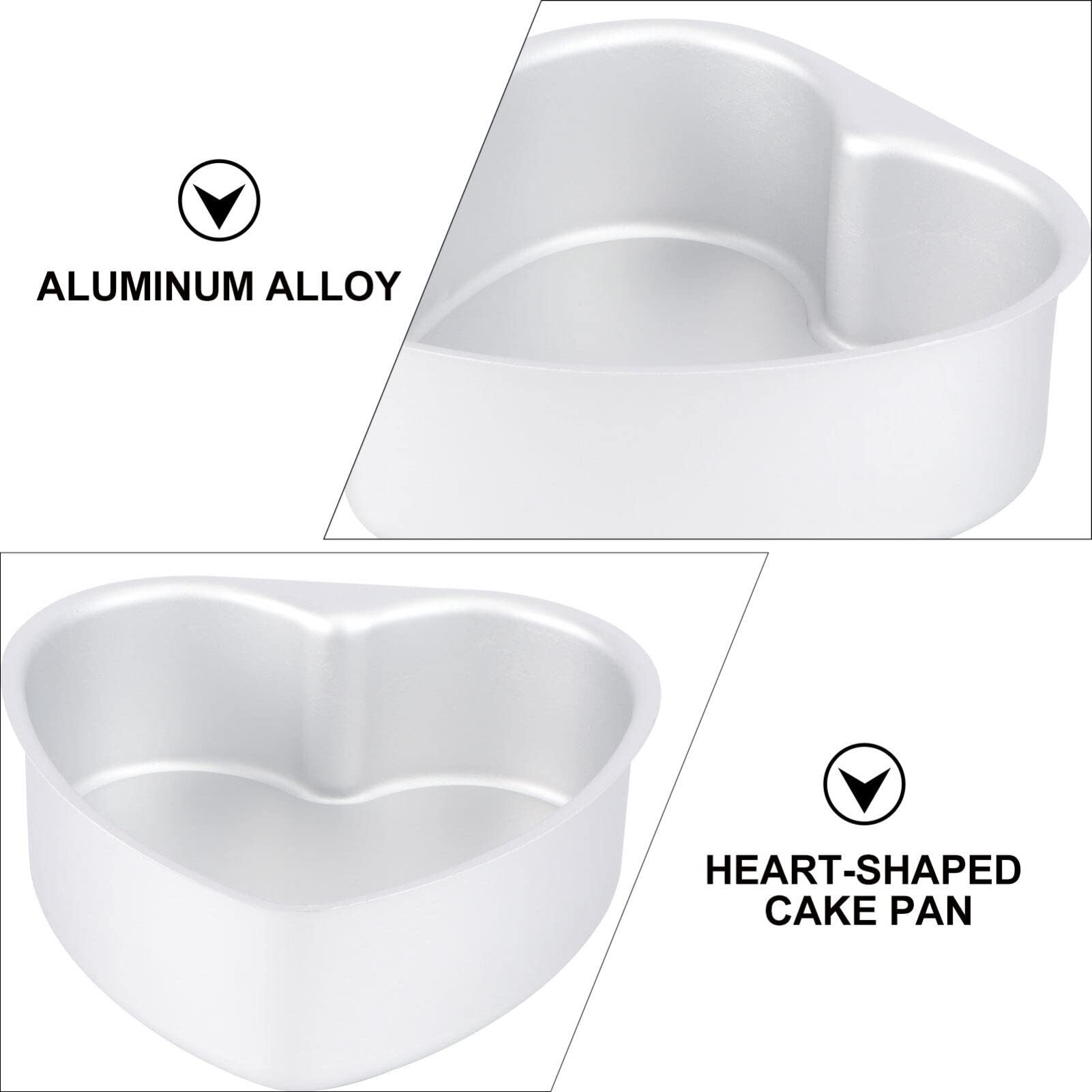 Bestonzon Aluminum Heart Shaped Cake Pans, 6Inch Baking Mold Tool With Removable Bottom, Cake Tin For Weddings, Parties