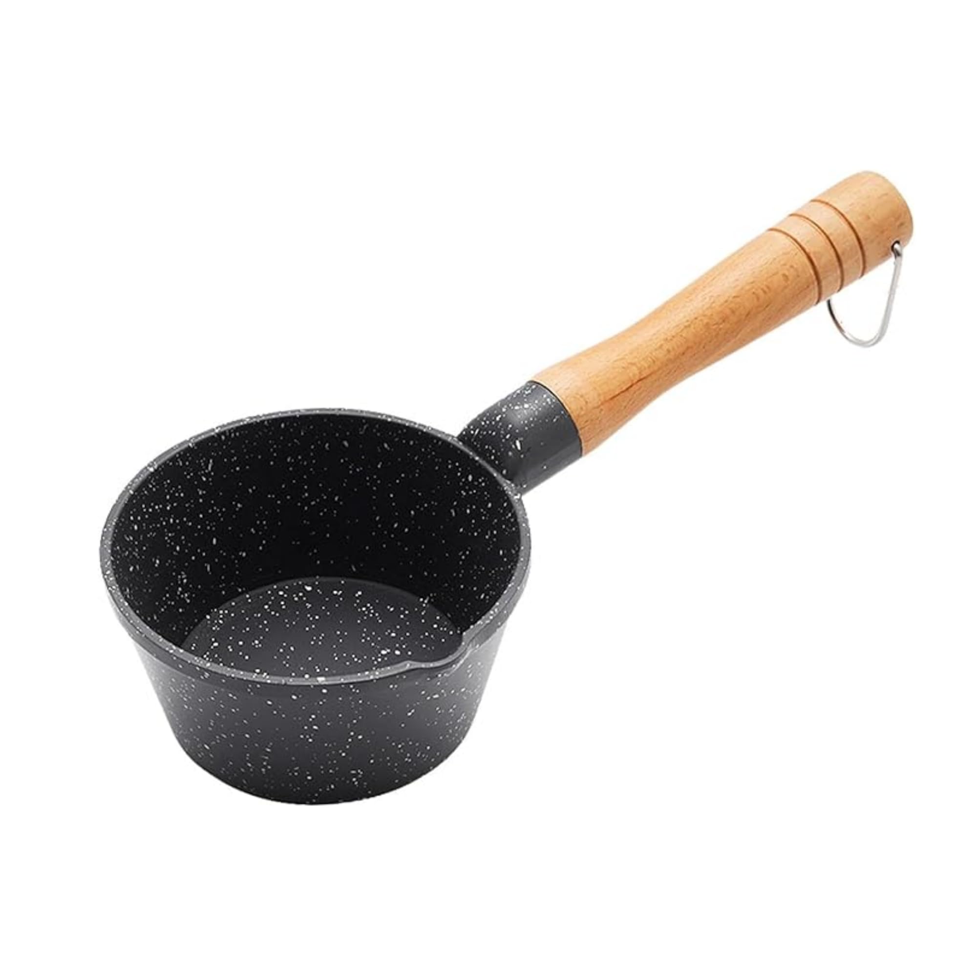 Homeessentials Deep Frying Tadka Pan With Wooden Handle - Non-Stick Maifan Material For Vaghar, Chounk, Baghar - Frying Dal/Spic