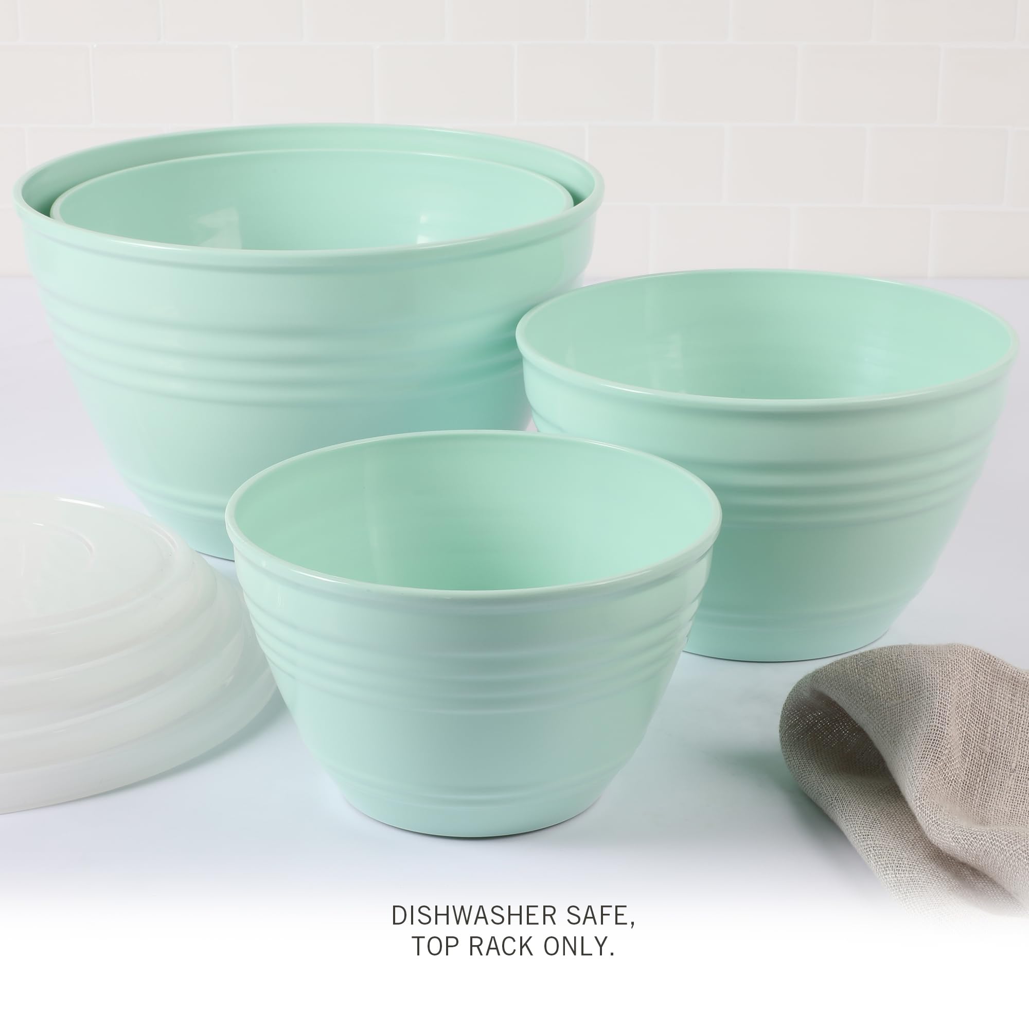 Martha Stewart Hoyt 8 Pc Round Mixing Bowl Set W/Lid - 6.2 Qt, 4.3 Qt, 2.8 Qt, 1.8 Qt, Martha Blue