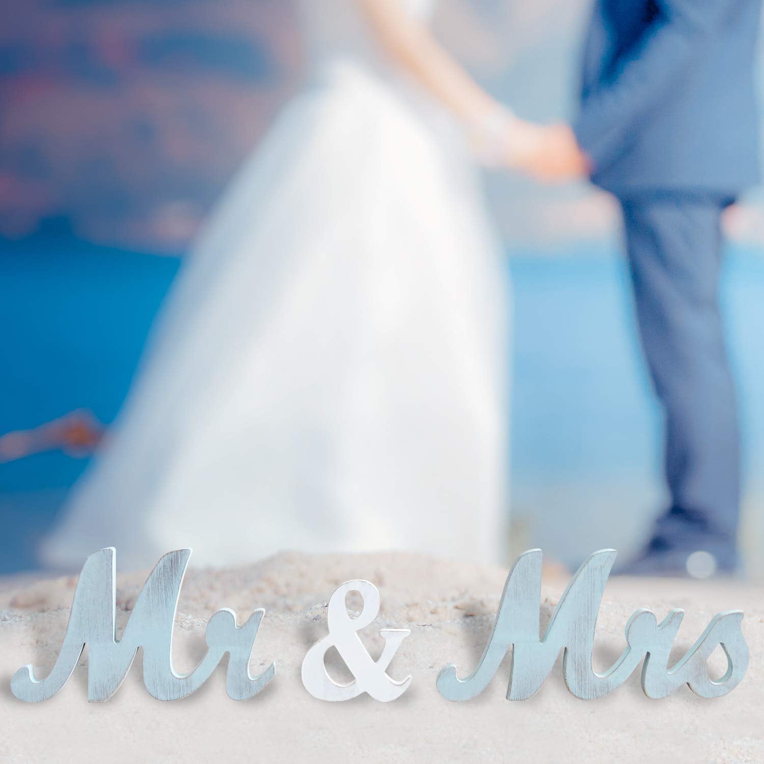 Wooden Mr and Mrs Sign, Rustic Mr. & Mrs. Letters Wedding Signs for Wedding Table, Miss Mr. Deroation for Photo Props/Party Tabl