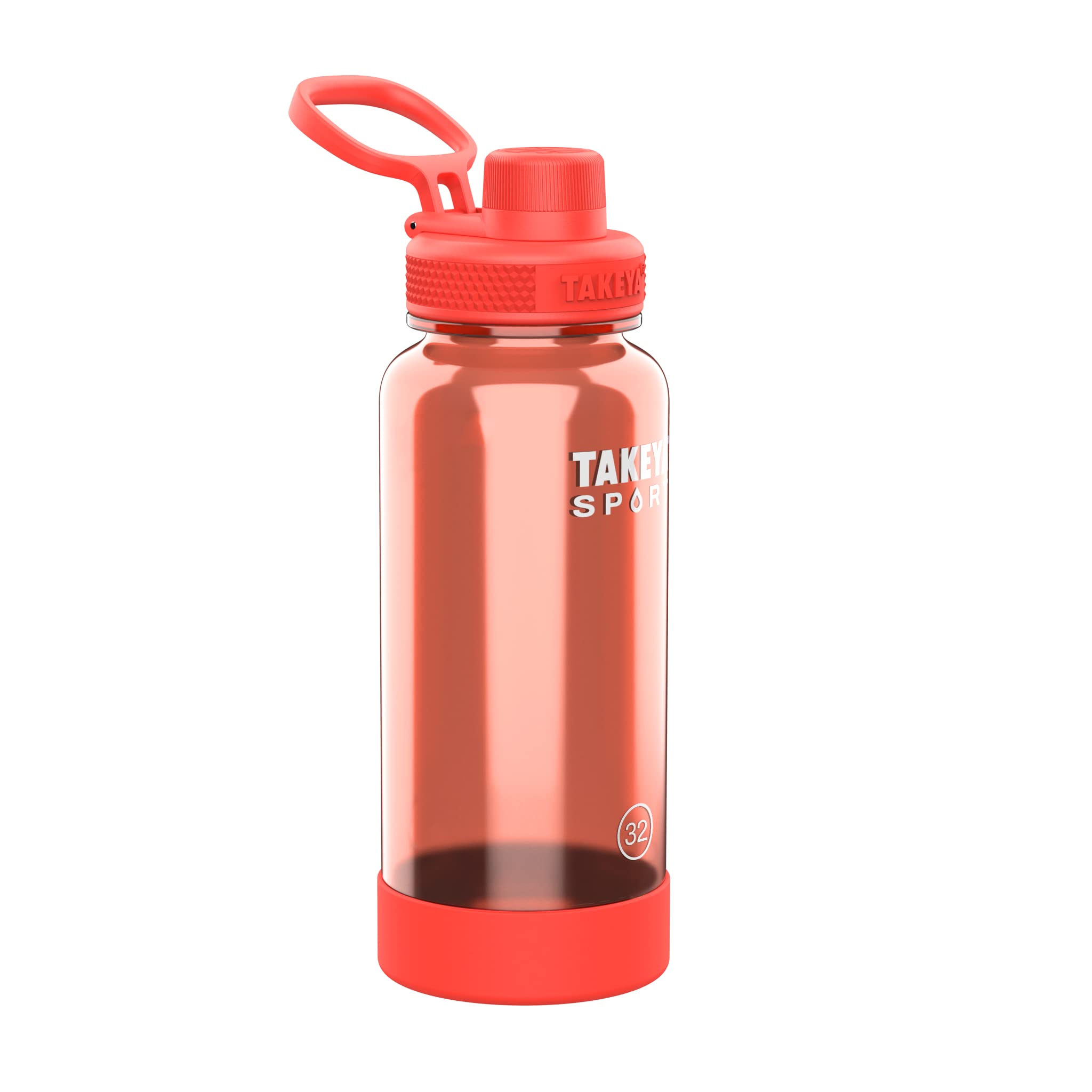 Takeya Sport 32 Oz Tritan Plastic Water Bottle With Spout Lid, Premium Quality, Bpa Free, Pro Fire