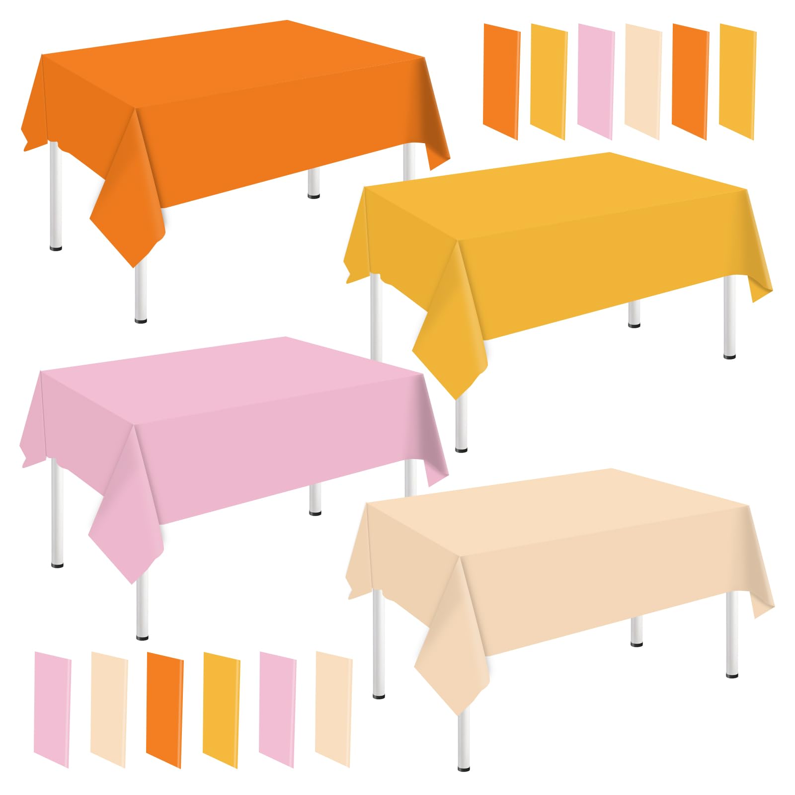 Whaline 16Pcs Fall Plastic Tablecloth Pink Orange Rectangle Table Cover 4 Colors Waterproof Table Cloth for Autumn Thanksgiving 