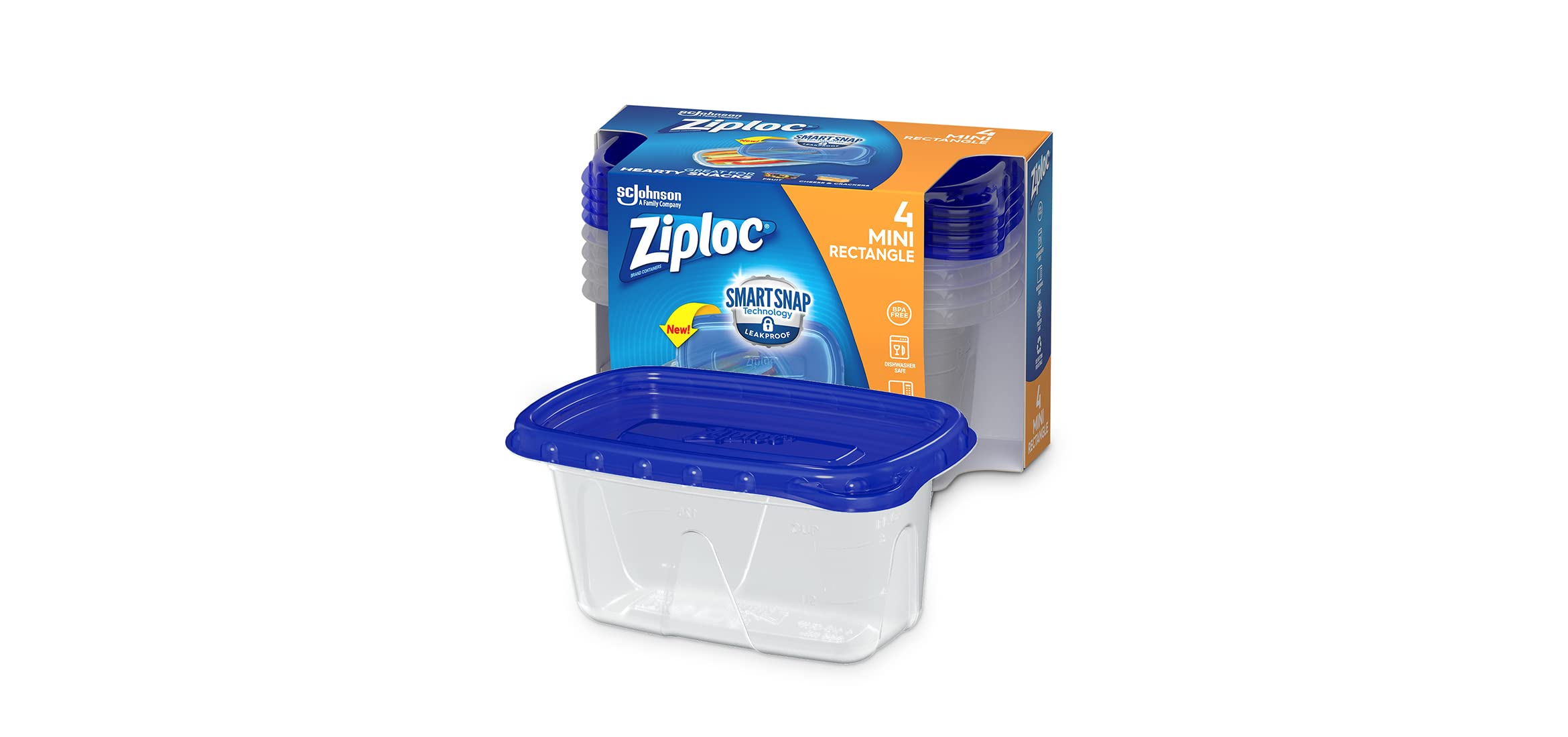 Ziploc Container  Medium Rectangle  1.5 Cups  4 Count (Pack of 1)