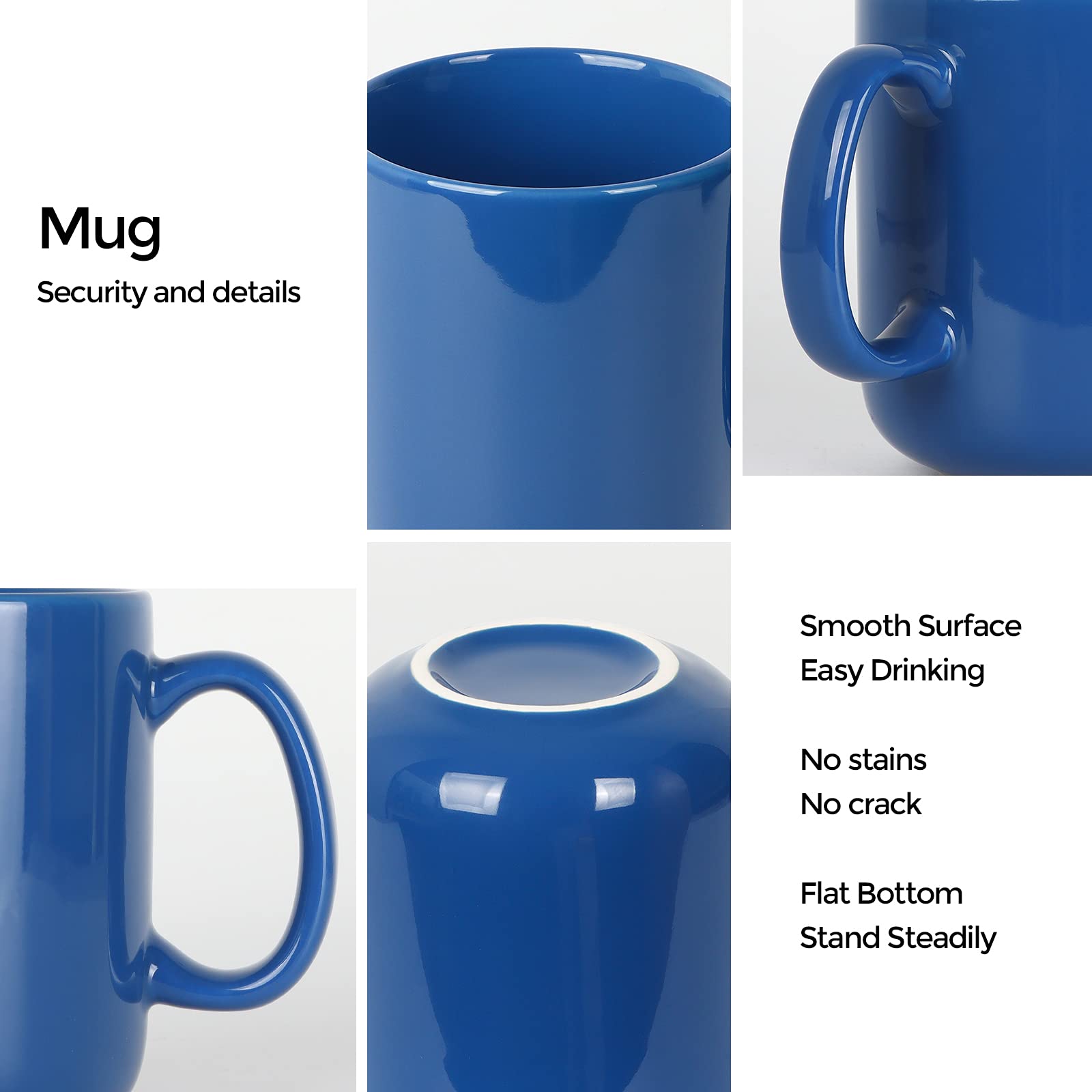 Harebe 20 Oz Large Coffee Mug, Smooth Ceramic Tea Cup For Office And Home, Big Capacity With Handle, Blue