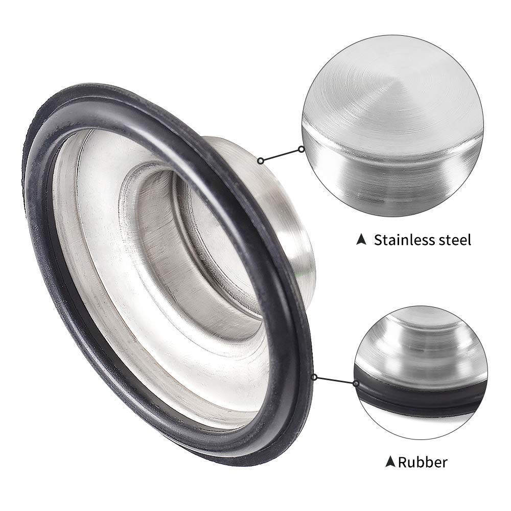CORNERJOY 2 PCS Stainless Steel Kitchen Sink Stopper  Large Wide Rim 3.38'' Diameter - Garbage Disposal Plug