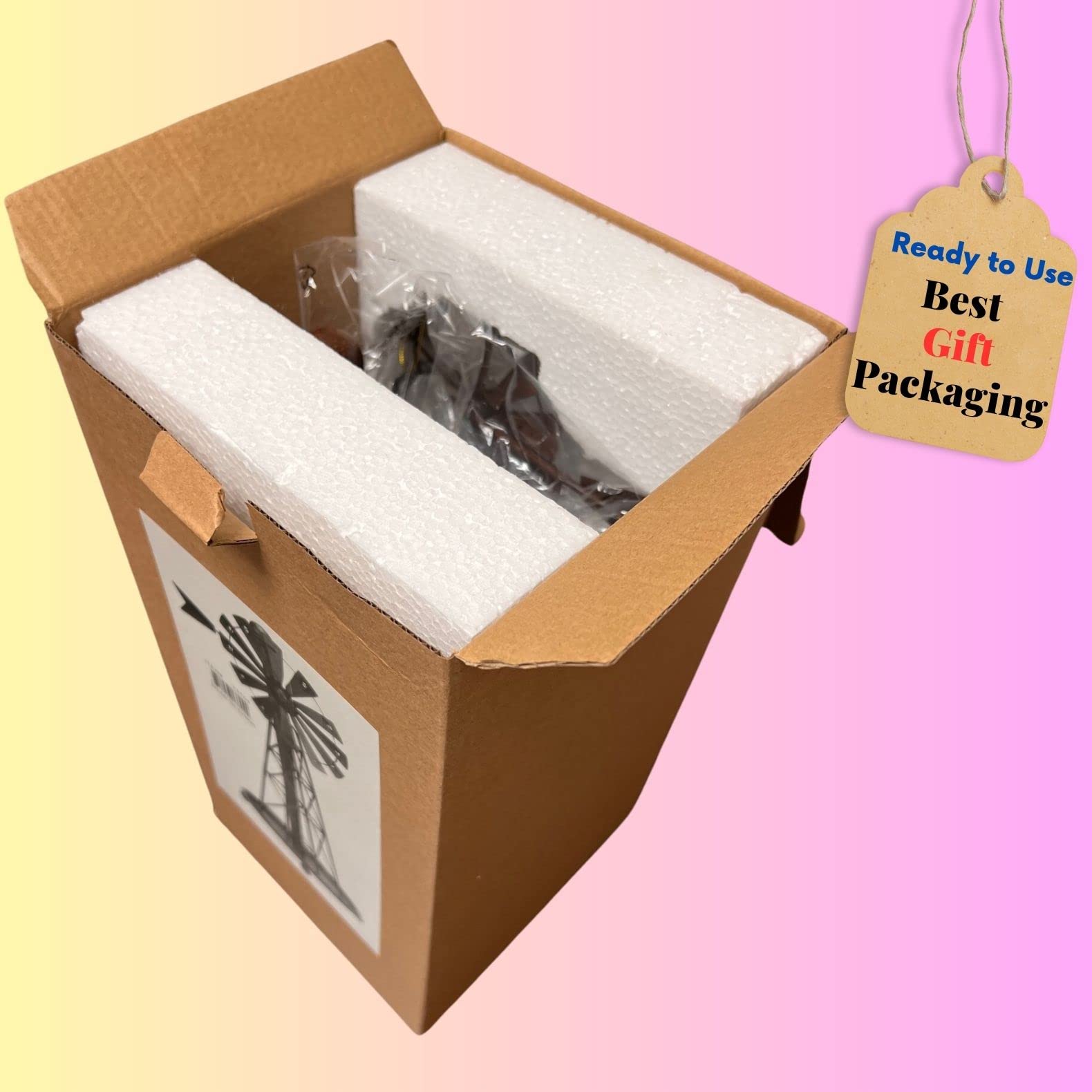 Windmill Metal Paper Towel Holder Rustic Country Farmhouse Style (No Assembly Needed, Ready To Use)