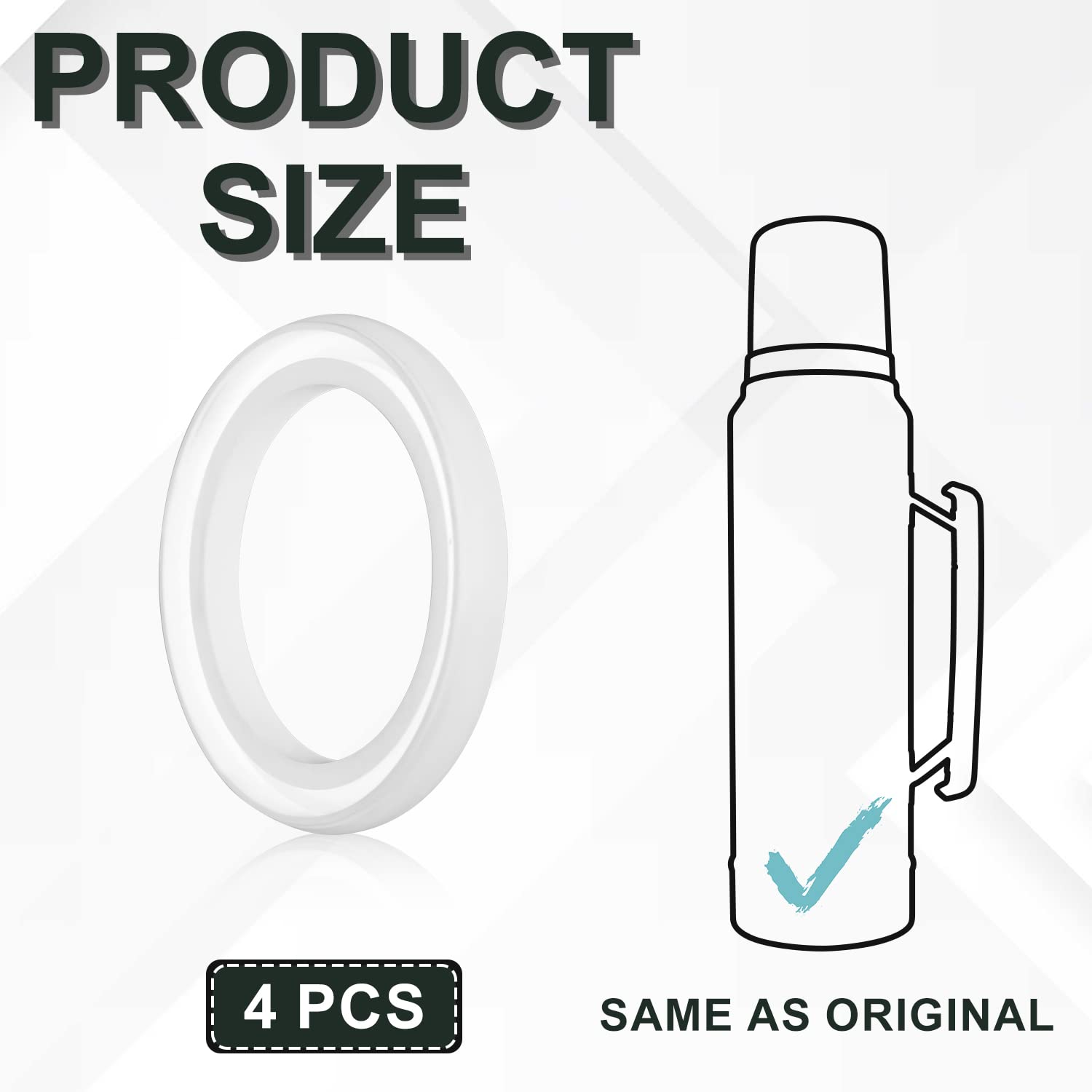 4Pcs Replacement Gaskets For Stanley Cup, Silicone Seal Ring For Thermos Lid Compatible With Stanley Classic 20 Oz 1.0 Qt 1.5 Qt