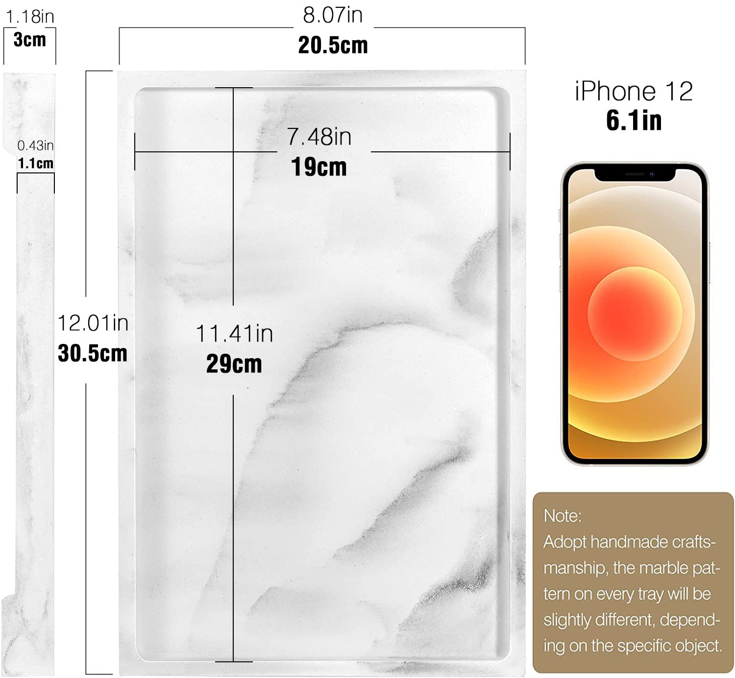 Luxspire Vanity Tray, Bathroom Tray Toilet Tank Storage Tray, Resin Kitchen Sink Serving Trays, Vanity Countertop Organizer For