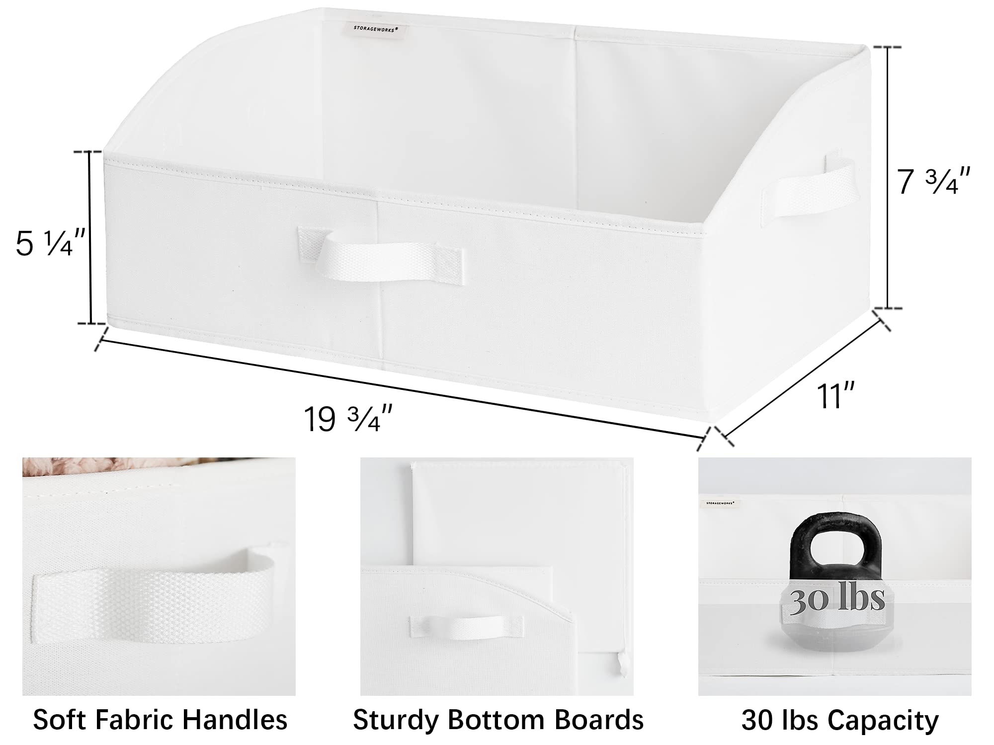 StorageWorks Closet Storage Bins  Trapezoid Storage Box  Foldable Closet Baskets and Bins for Shelves  Polyester Canvas Bins  White  Jumbo  3-Pack