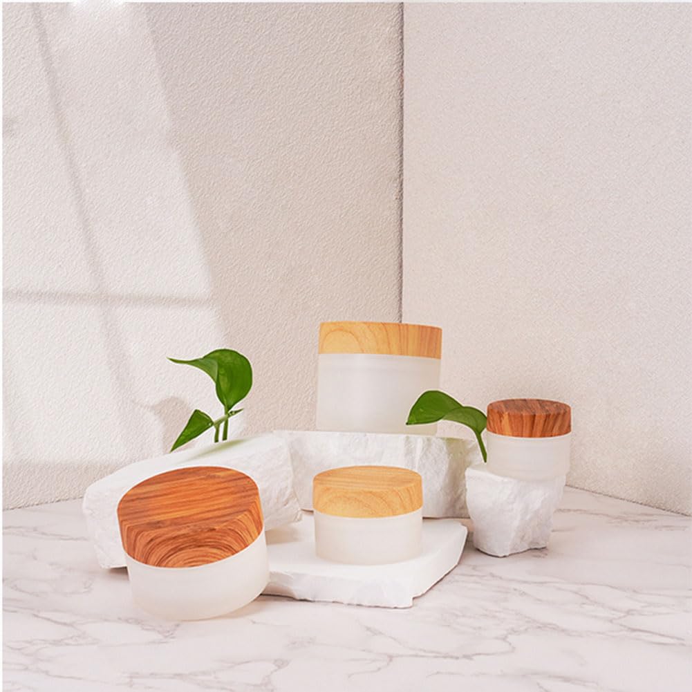 2 Pack 30Ml/1Oz Empty Refillable Frosted Glass Cosmetic Cream Jar Bottle Round Makeup Cosmetic Face Cream Eye Cream Lotion Lip B