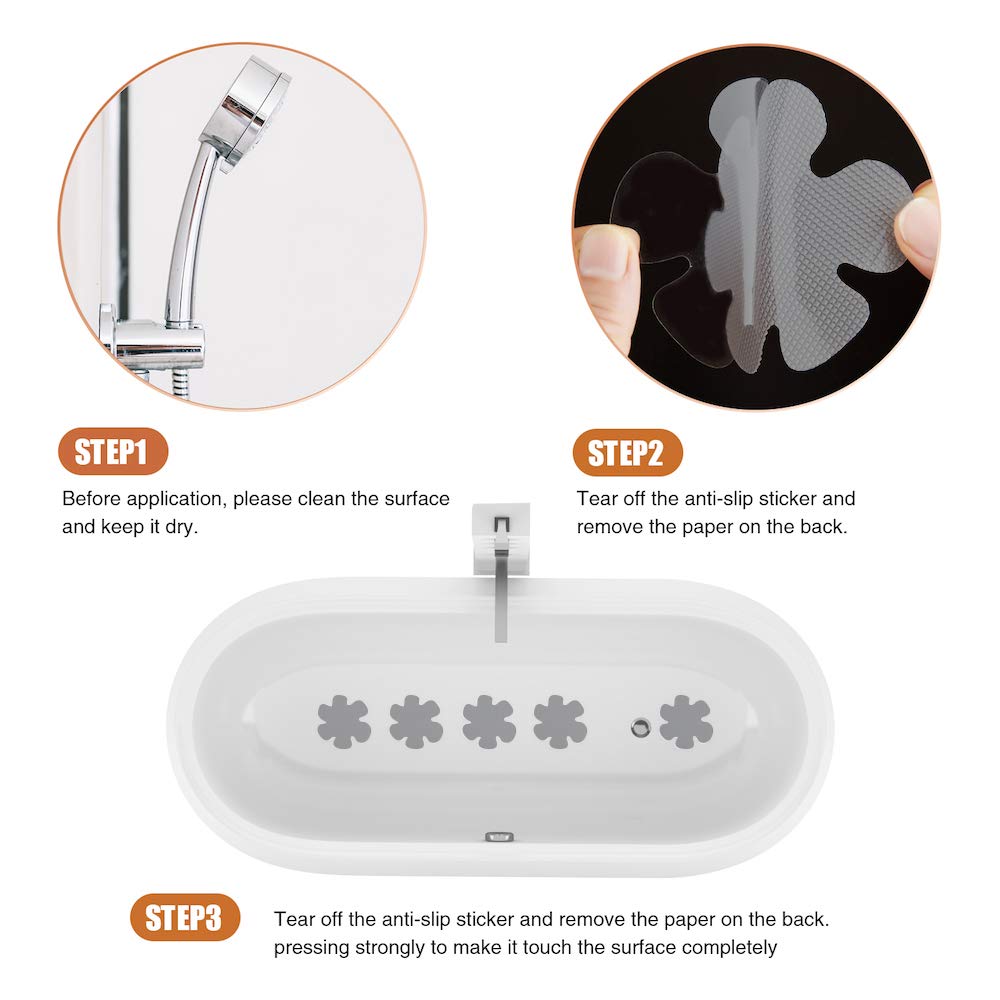 Secopad Bathtub Stickers Non-Slip, 24Pcs Safety Shower Treads Adhesive Appliques With Premium Scrape (Gray)