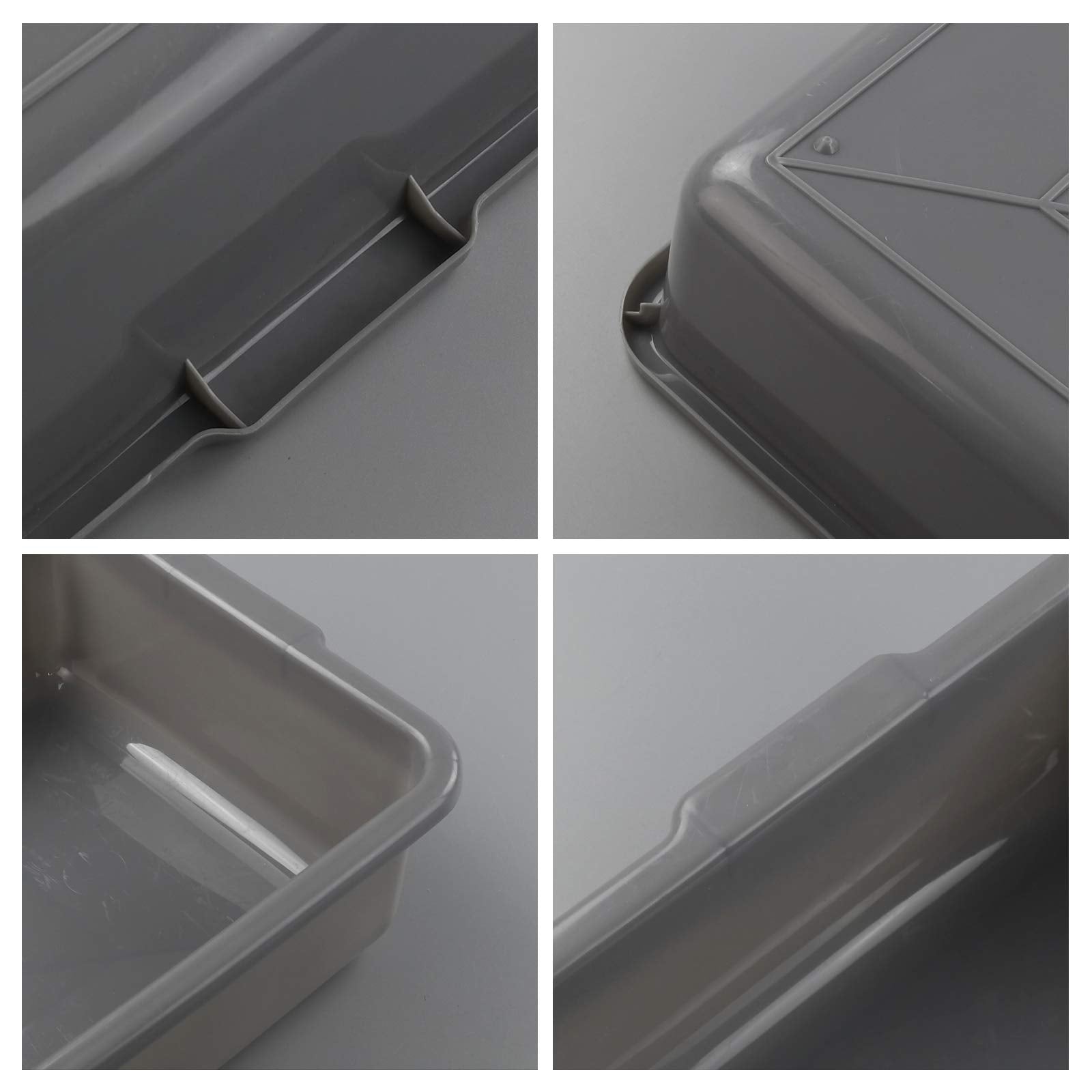Cadineus 4 Packs 8 Liter Grey Commercial Bus Tub Box Tote Dishpan