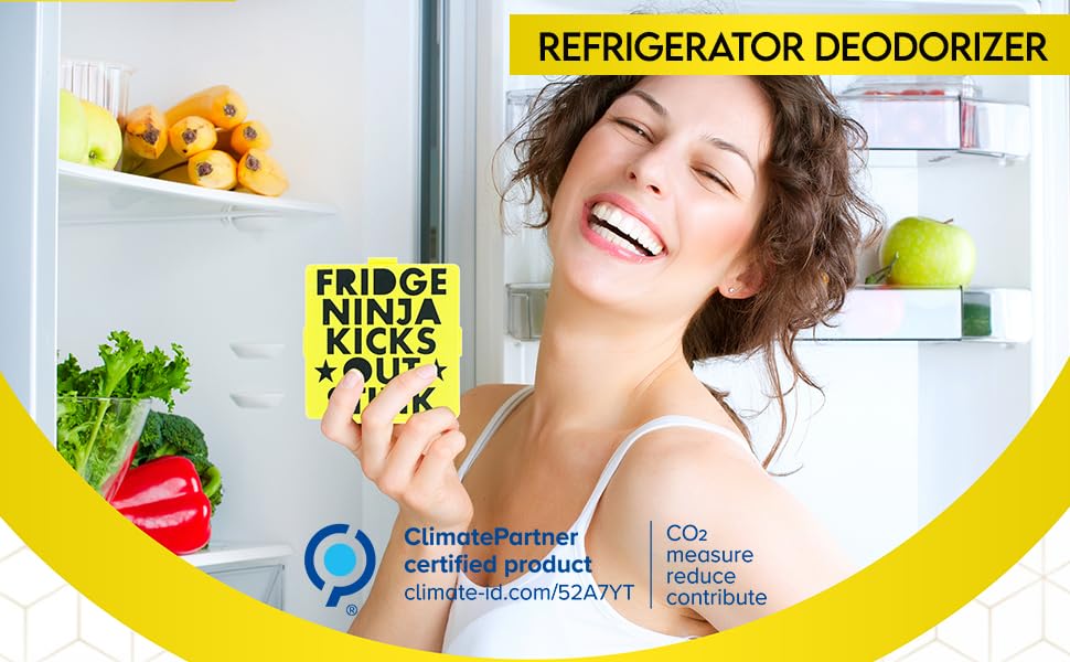 Fridge Ninja Compact Fridge Deodorizer (2 Pack) - More Effective Than Baking Soda - Compact Size Refrigerator Deodorizer Made Of
