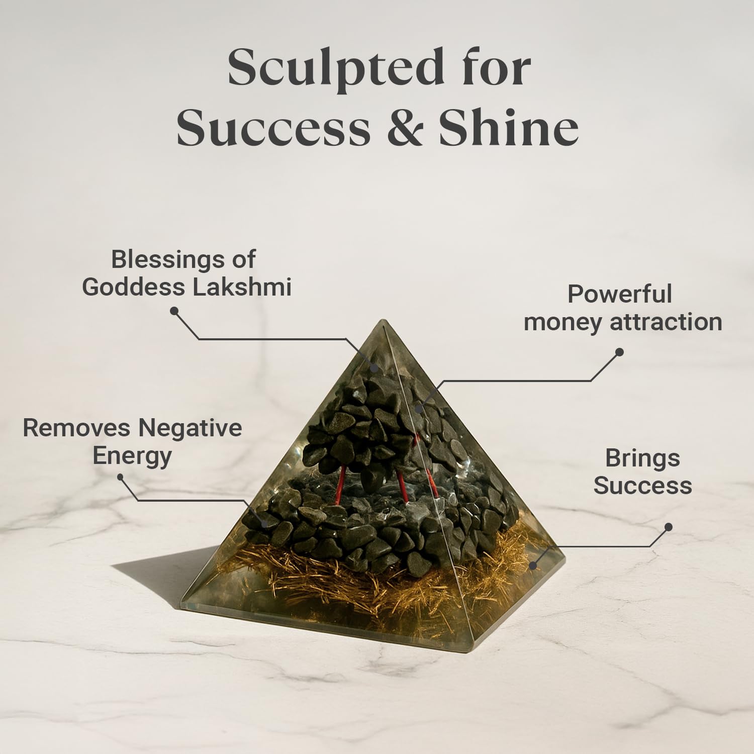 Astrotalk Pyrite Money Magnet Pyramid | Pyrite Stone Infused Vastu Pyramid for Wealth & Abundance | Vastu Items for Home & Office | Attracts Prosperity, Success & Positive Energy