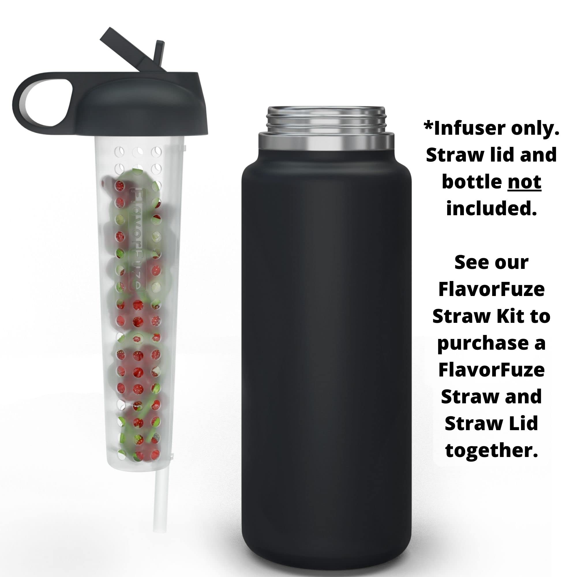 Flavorfuze Straw - Fruit Infuser Attachment, Compatible With Hydro Flask Straw Lids For 32 And 40 Ounce Wide Mouth Bottles (For