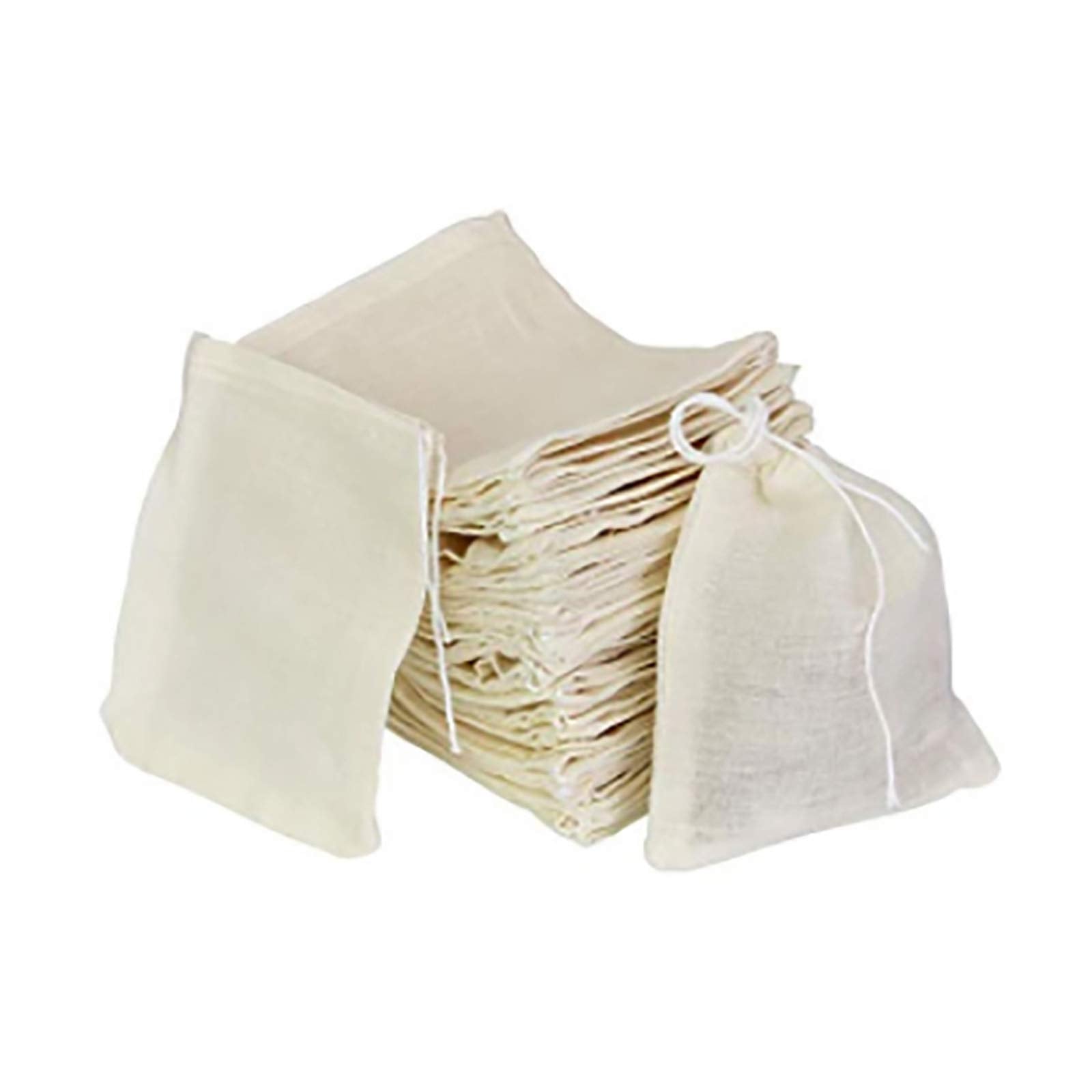 Iceyli 30 Pcs 4 X 3 Inches Natural Unbleached Cotton Drawstring Bags Spice/Herbs/Tea Bags,Muslin Bags Sachet Bag For Home Suppli