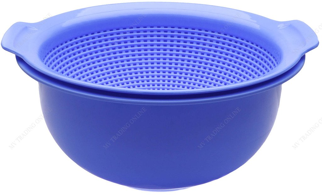 M.V. Trading K810Bl 2-In-1 Washing Vegetables Basin With Stainer Basket, 12-Inches, 6-Quarts