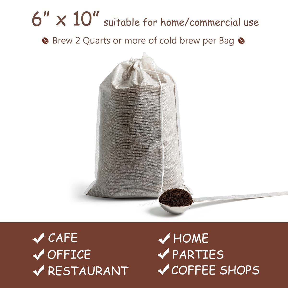 Homyhee Cold Brew Coffee Bags 60 Count Disposable Fine Mesh Brewing Bags For Concentrate/Iced Coffee Maker, French/Cold Press Ki