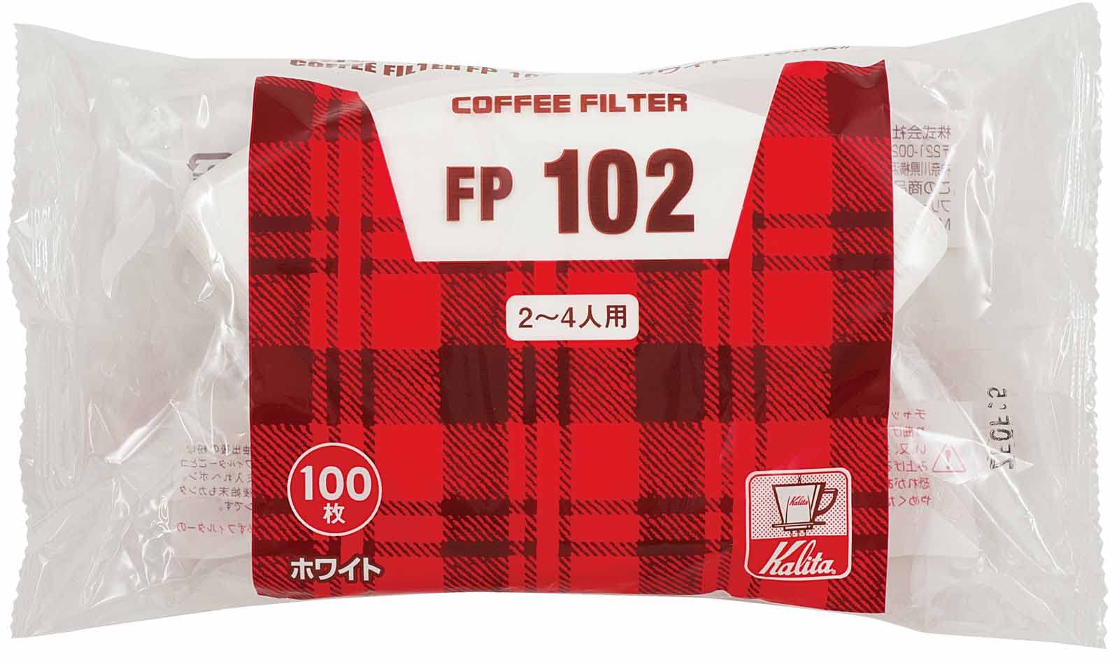 Kalita #13127 Coffee Filter, Fp102 Filter Paper, For 2-4 People, 100 Sheets, White