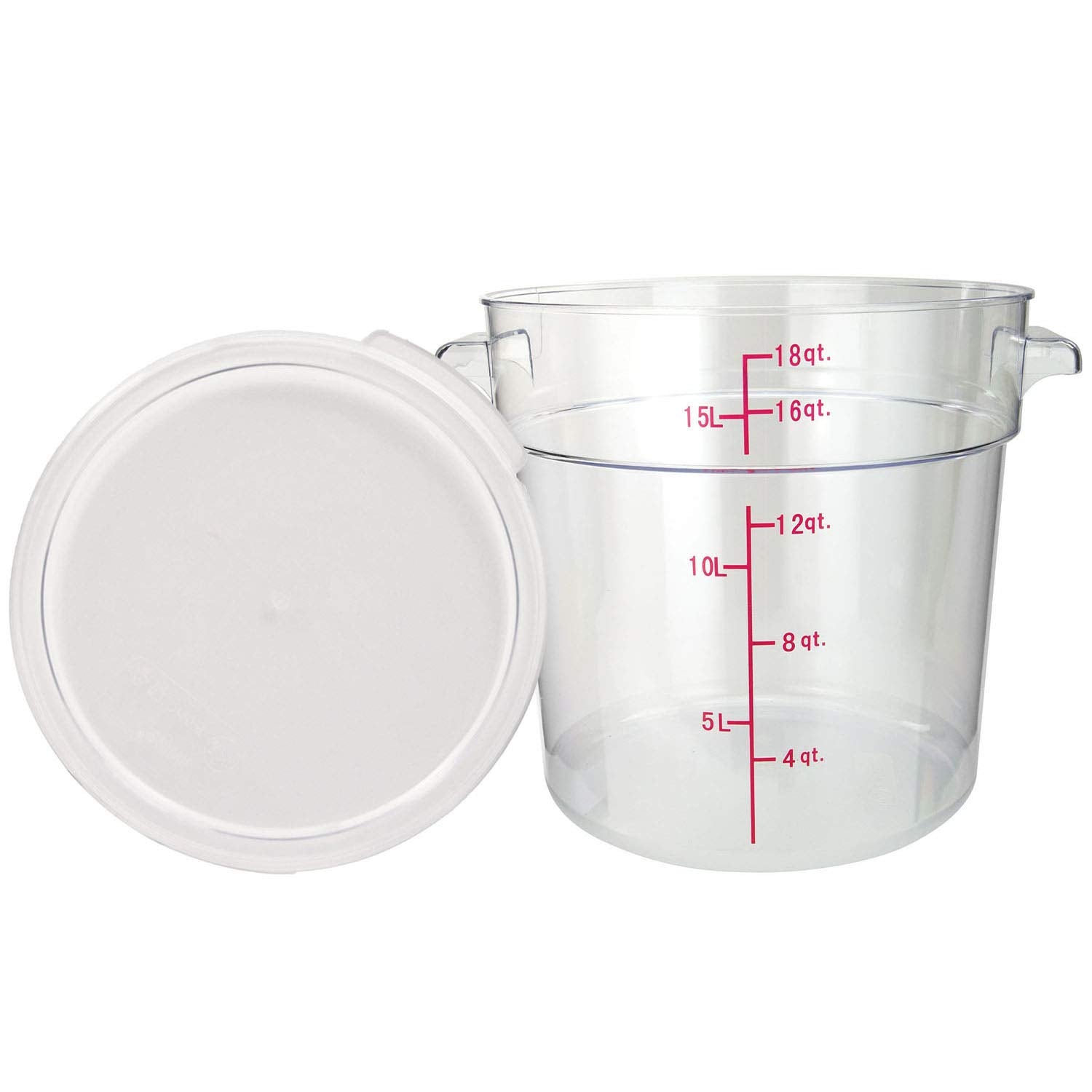 Tiger Chef 18 Quart Commercial Grade Clear Food Storage Round Polycarbonate Containers With Clear Lids