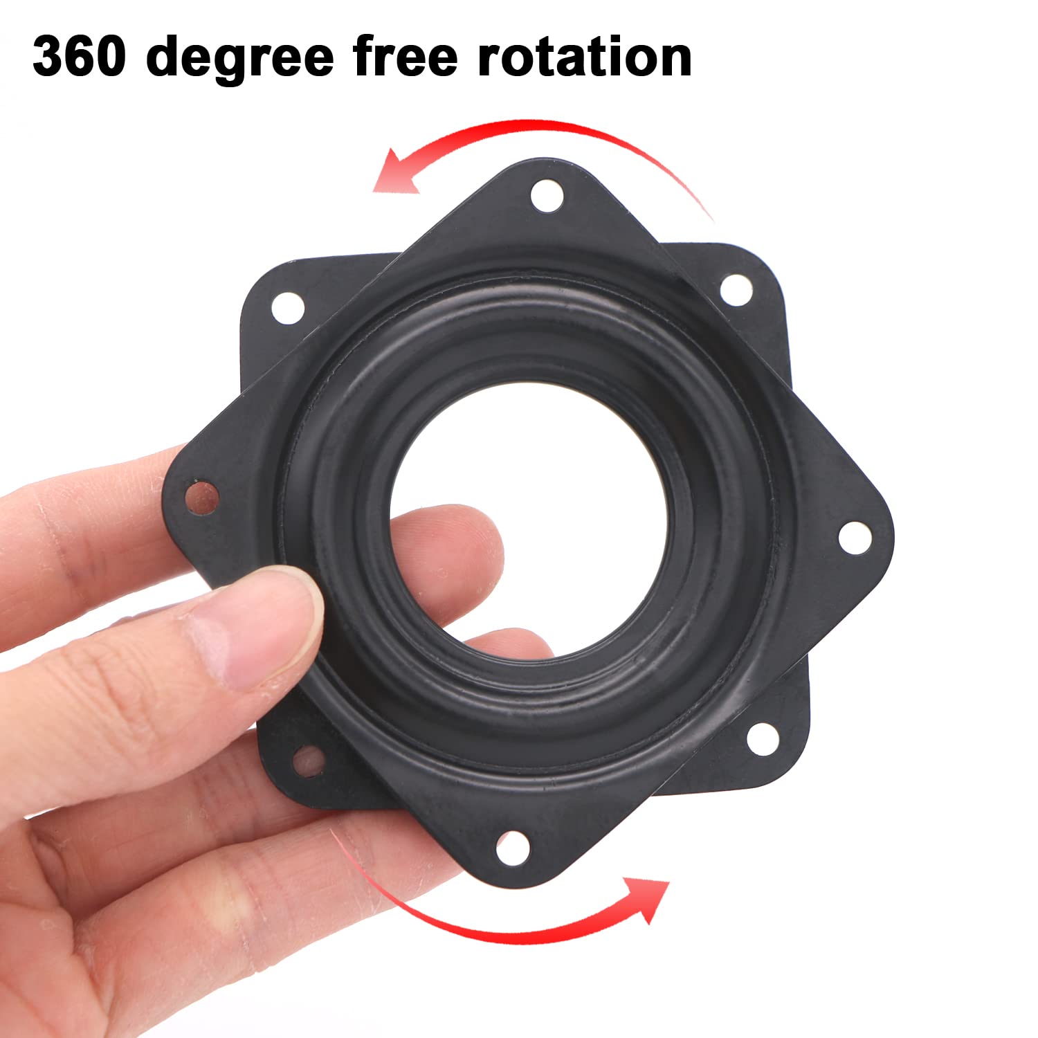 Lazy Susan Turntable Bearings 4 Pack 3 Inch Square Heavy Duty Swivel Plate 5/16 Inch Thick For Bar Stool Chair (Black)