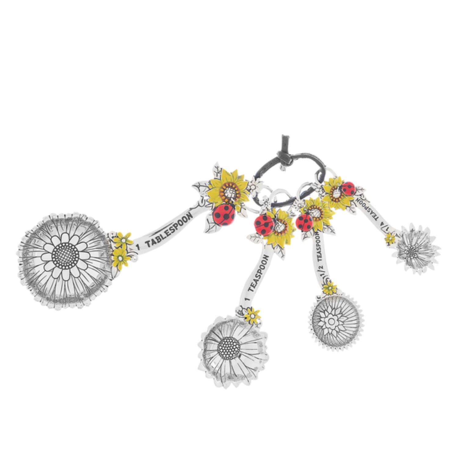 Ganz 4-Piece Measuring Spoon Set With Color, Ladybugs Silver
